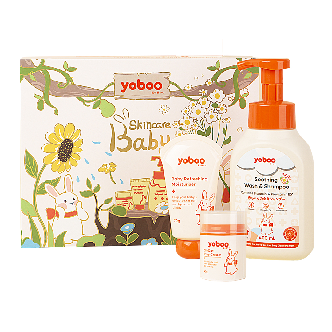 [NEW] Yoboo Baby Skincare Gift Set | Body Wash & Shampoo | Moisturizer | Baby Cream | Skin Friendly
