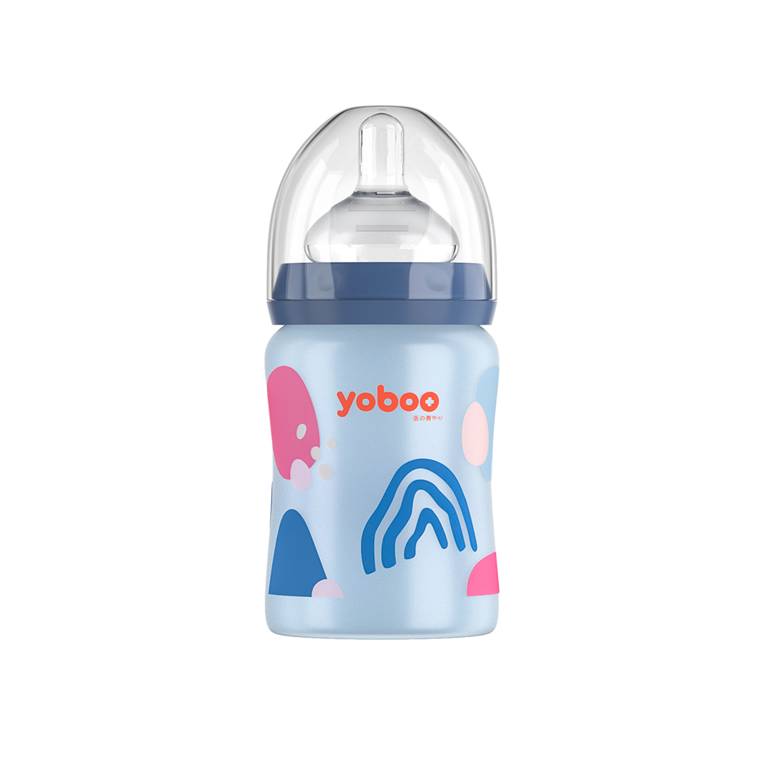 Yoboo Temperature Sensing Glass Milk Bottle | 160 or 240 ML | Double Layer Protection