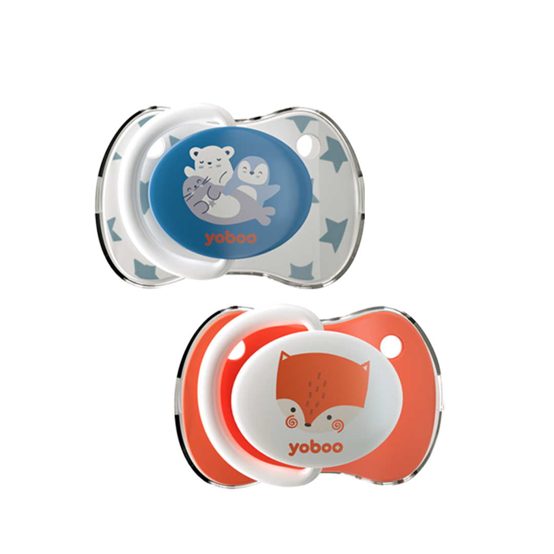 Yoboo Pacifier Medium Size | 2 PCS | Thin root design | Soft and Odor Free