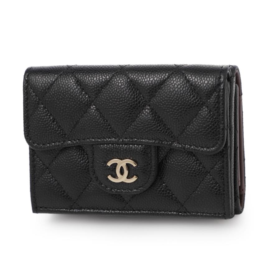 シャネル CHANEL 3つ折り財布 小銭入れ付き MATELASSE AP0230 コンパクトウォレット ブラック レディース 