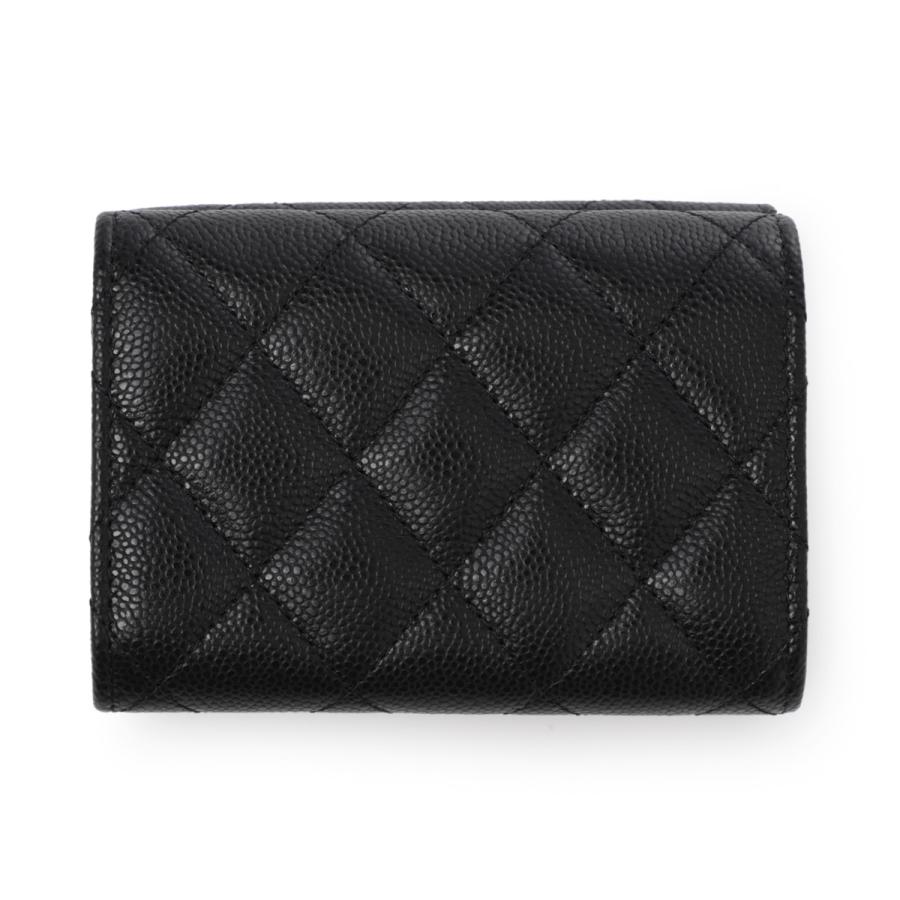シャネル CHANEL 3つ折り財布 小銭入れ付き MATELASSE AP0230 コンパクトウォレット ブラック レディース 