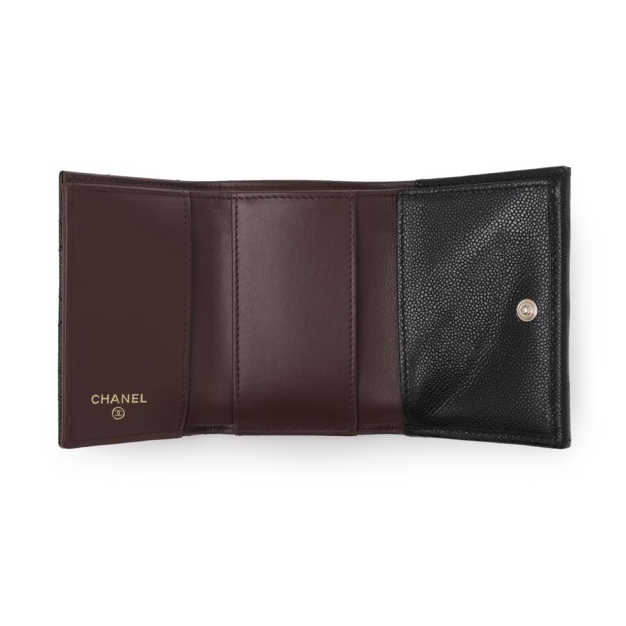 シャネル CHANEL 3つ折り財布 小銭入れ付き MATELASSE AP0230 コンパクトウォレット ブラック レディース 
