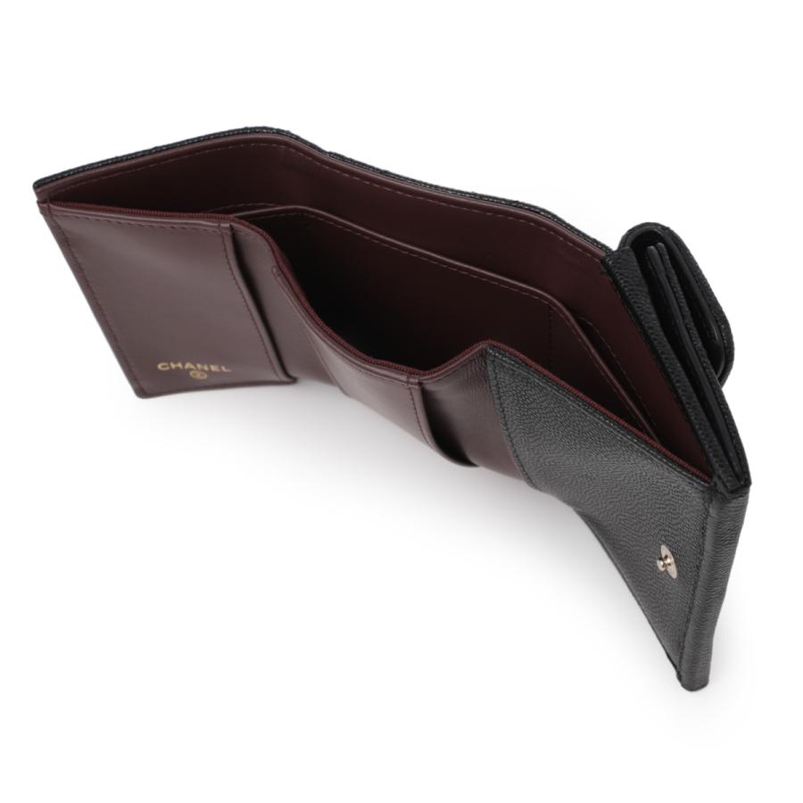 シャネル CHANEL 3つ折り財布 小銭入れ付き MATELASSE AP0230 コンパクトウォレット ブラック レディース 