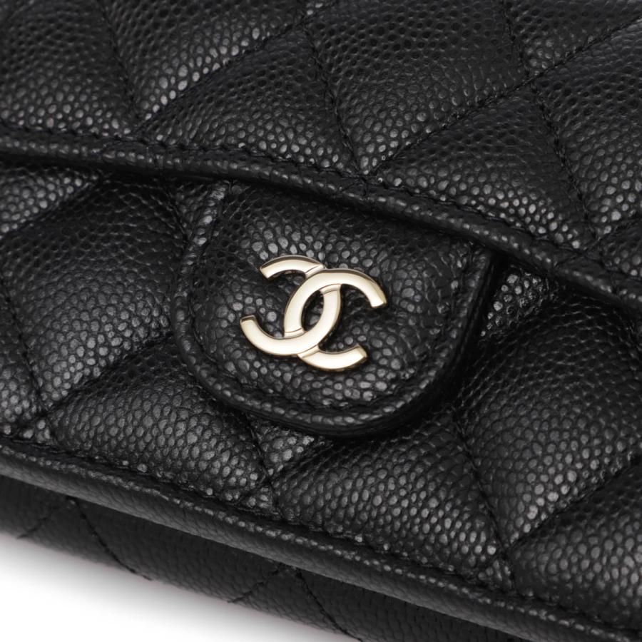 シャネル CHANEL 3つ折り財布 小銭入れ付き MATELASSE AP0230 コンパクトウォレット ブラック レディース 