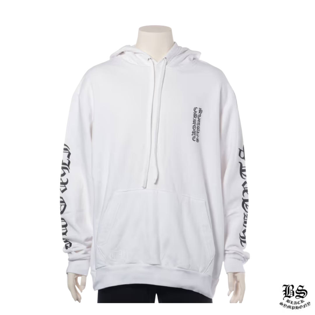 クロムハーツ パーカー コットン  ホワイト 袖ロゴ プリント