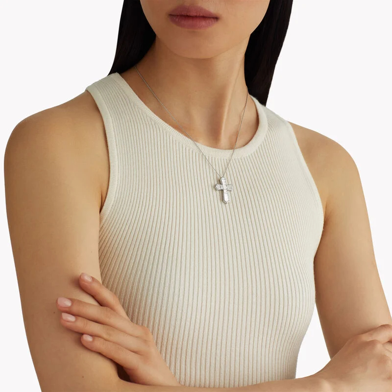 GRAFF グラフ  バゲットカットダイヤモンド クロス ペンダント ネックレス