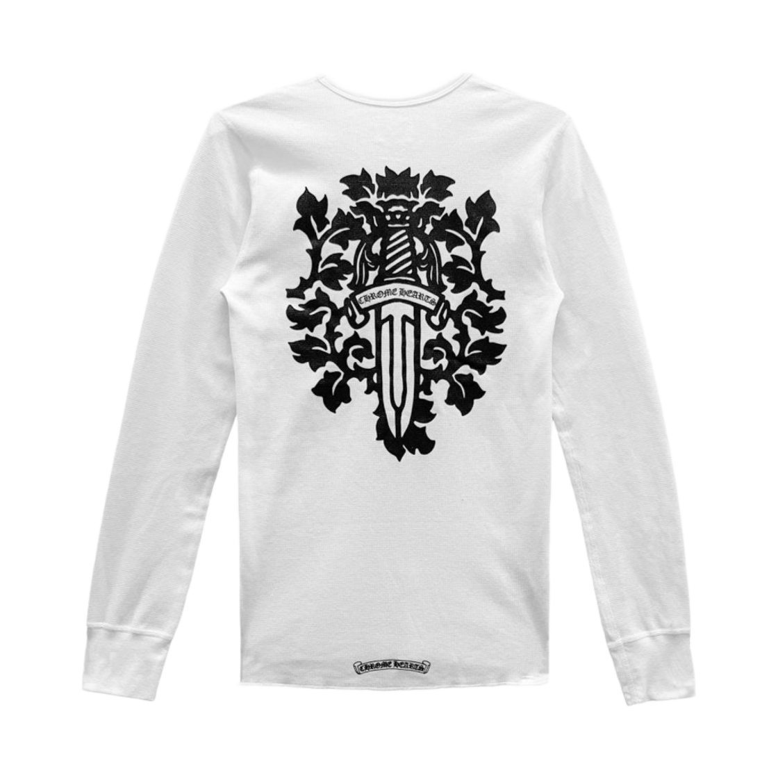 クロムハーツ ロングワッフルTシャツ ヘアリーダガー　ホワイト　ワッフル素材