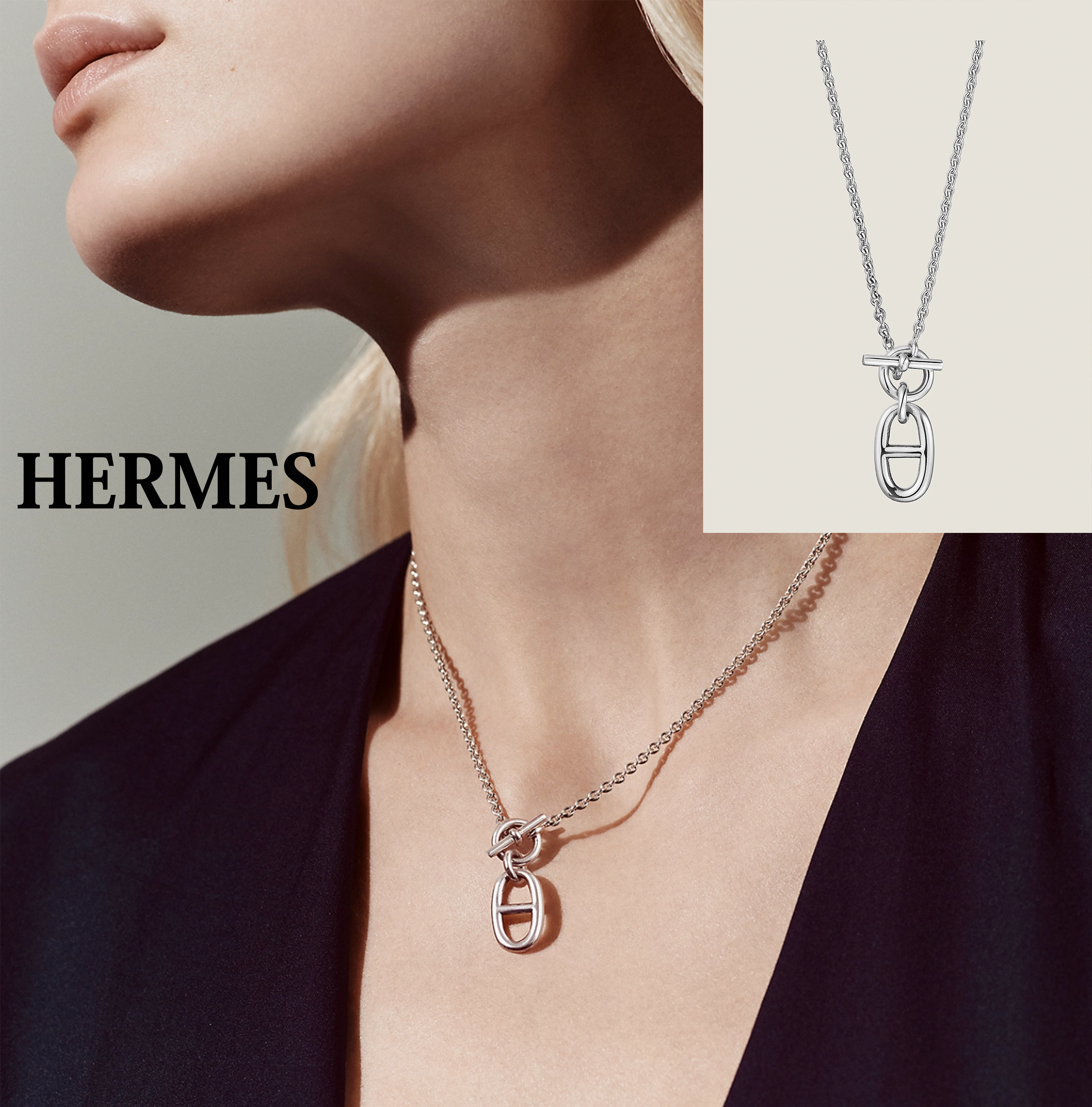 希少レア！★エルメス HERMES ネックレス シルバーシルバー★アミュレットシェーヌダンクル