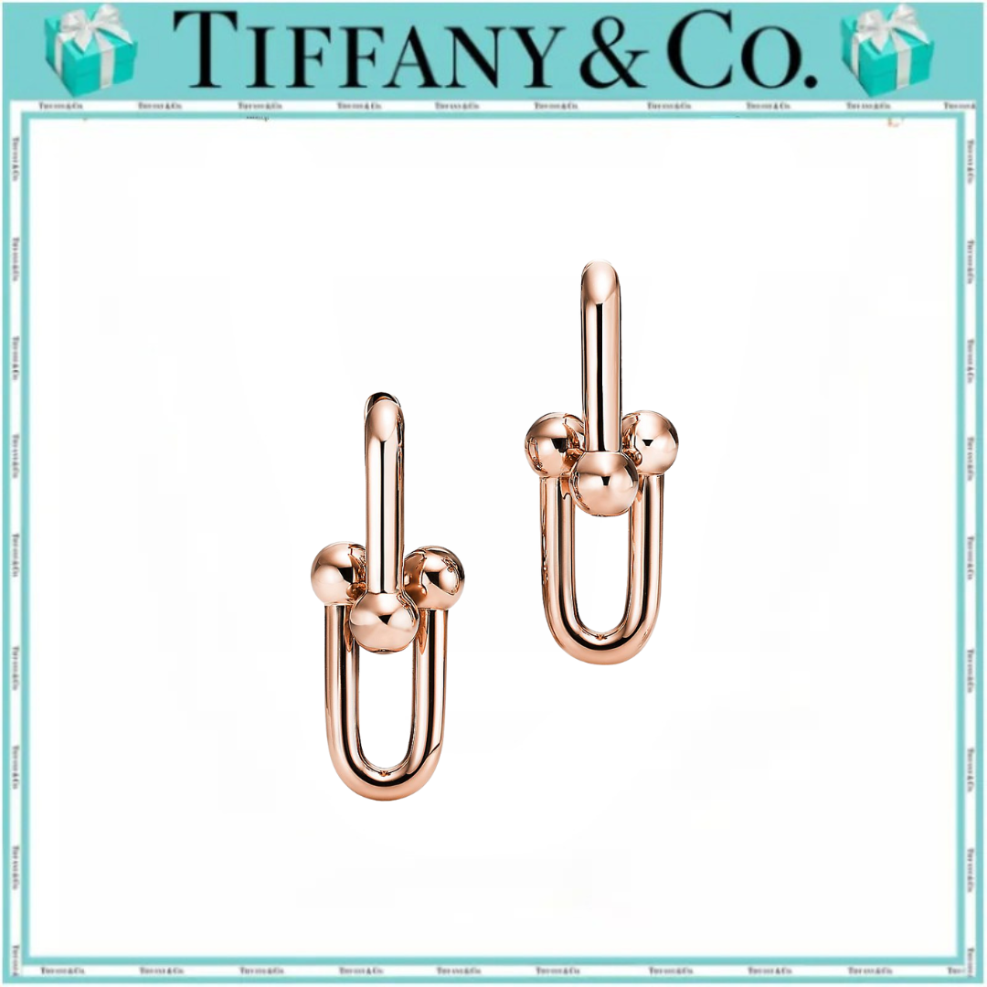 ティファニー ハードウェアラージ リンク ピアス ローズゴールド