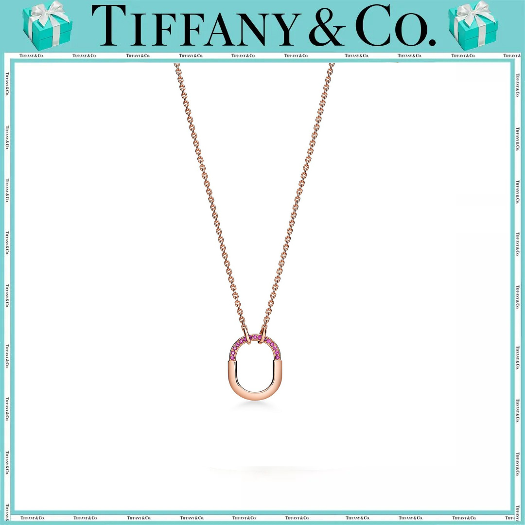 ティファニー ロック スモール ペンダント ローズゴールドにピンク サファイヤをセッティング