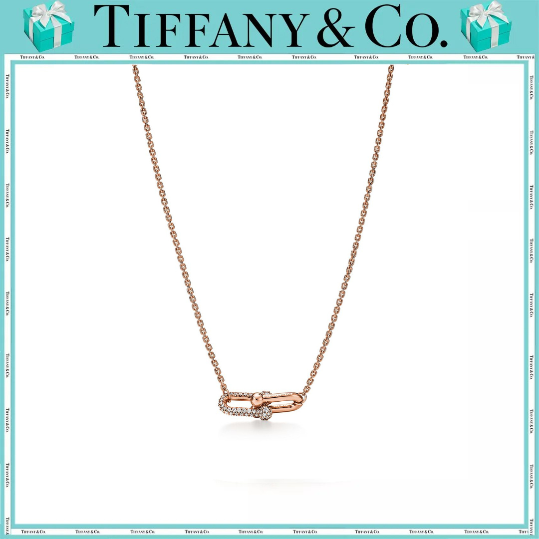 ティファニー ハードウェア ダブルリンク ペンダント ローズゴールドにダイヤモンドをセッティング