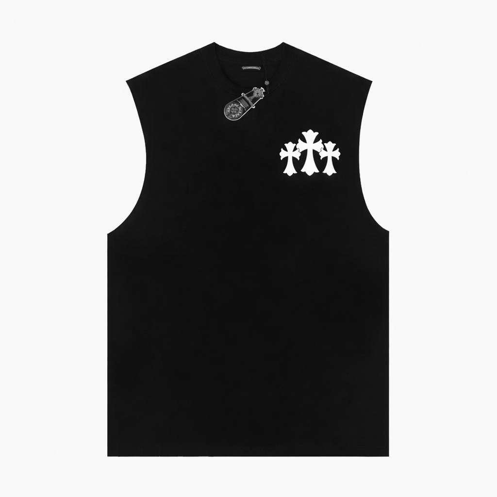 Chrome Heartクロムハーツ ノースリーブシャツ  黒 &白＆グレー綿100%  zH0194