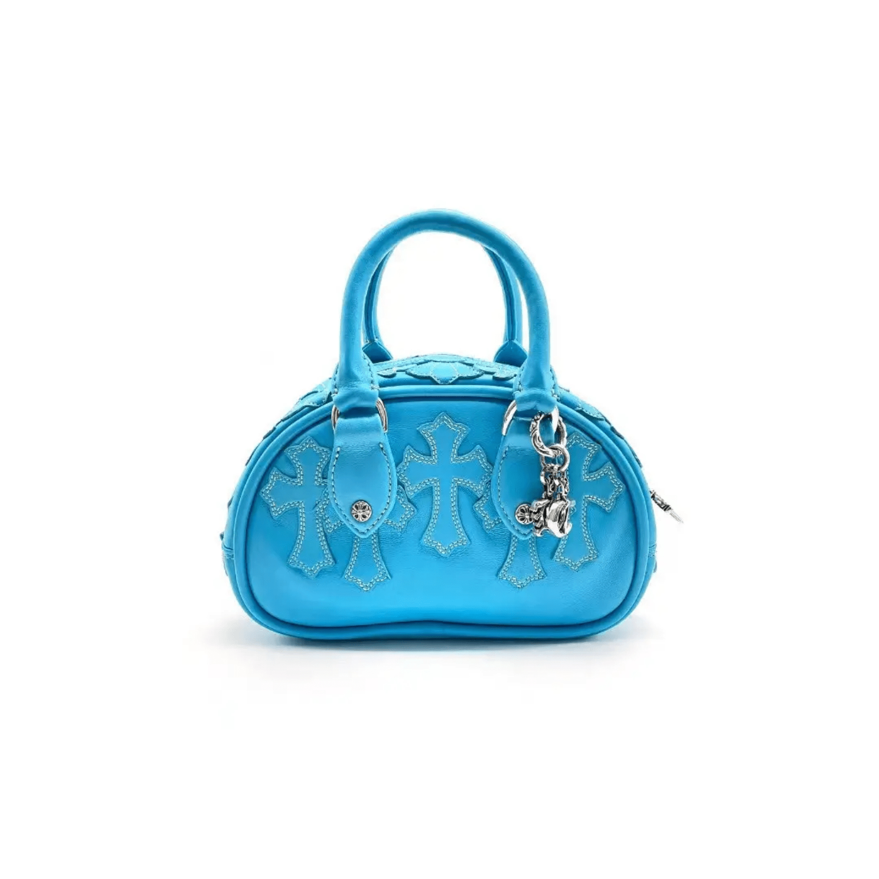 CHROME HEARTS (クロムハーツ) レザークロスパッチ ブルー ミニボウリングバッグ