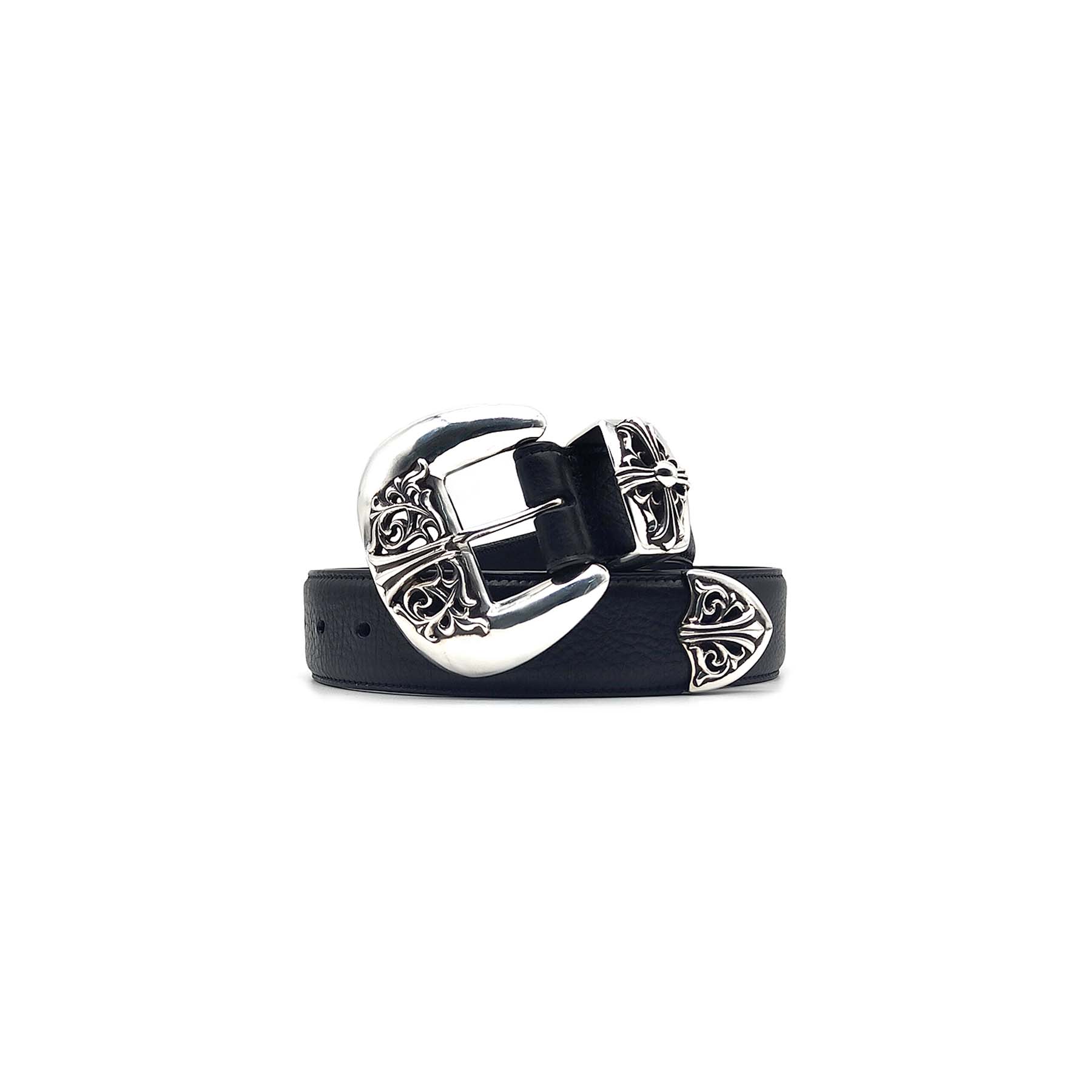 CHROME HEARTS (クロムハーツ) シルバーバインフローラルスリーピースベルト 34インチ メンズ