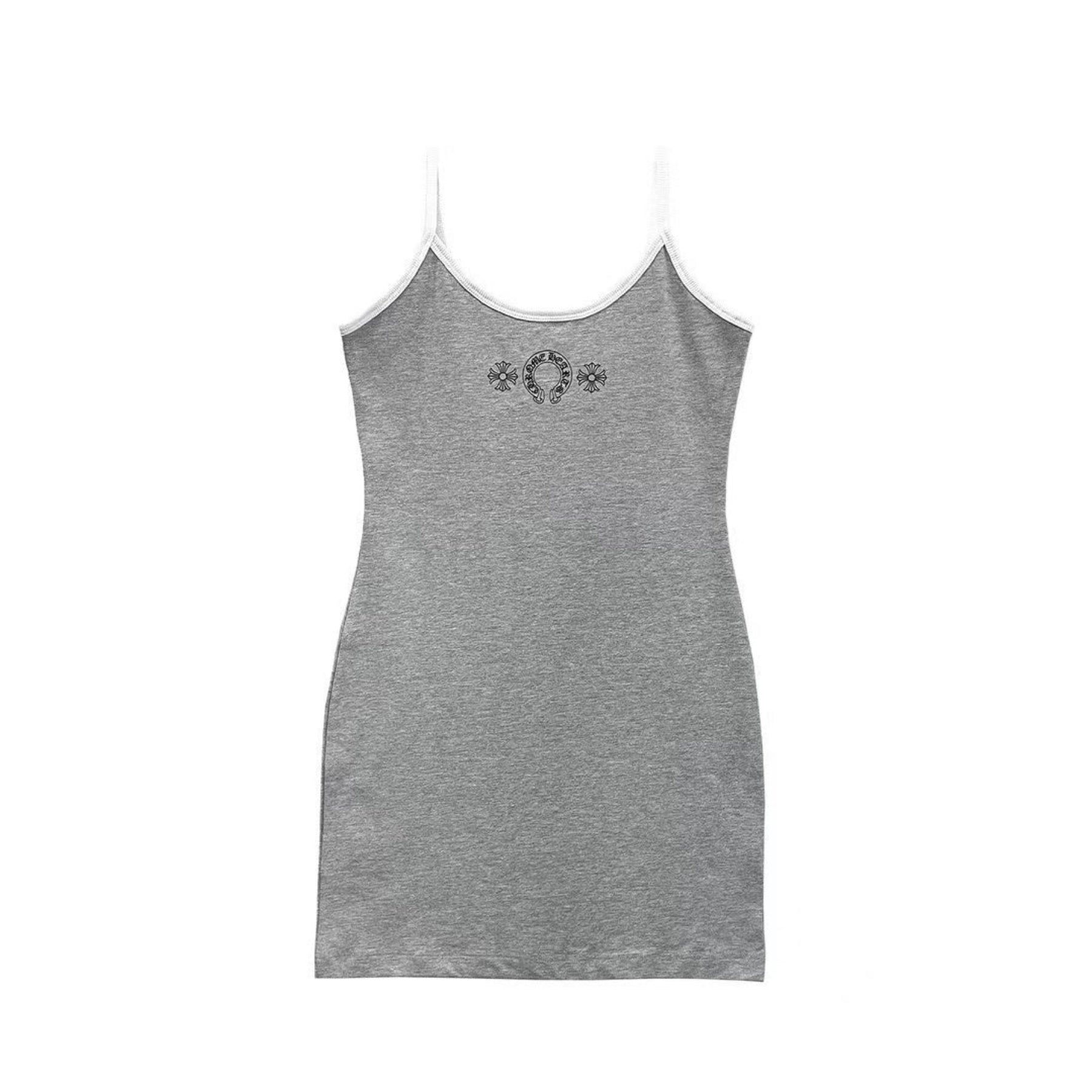 CHROME HEARTS (クロムハーツ) グレー ホースシュー ロゴ タンクトップ ドレス