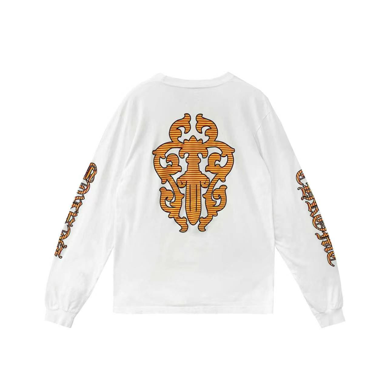クロムハーツ イエローダガースクリプト ホワイト長袖Tシャツ Sweatshirt100　　