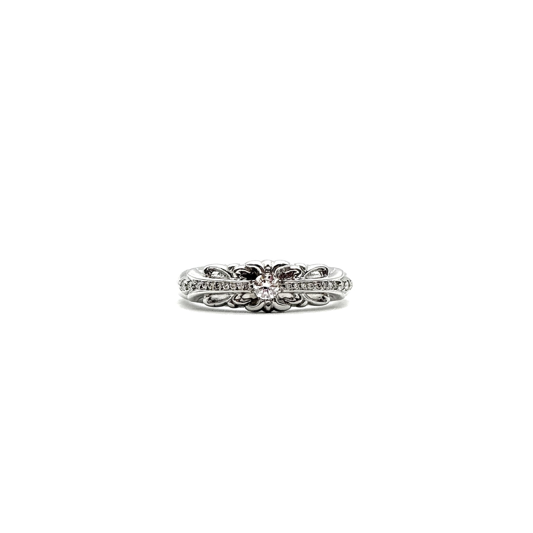 CHROME HEARTS クロムハーツ 18Kホワイトゴールド ダイヤモンド ベビーフローラルクロスリング