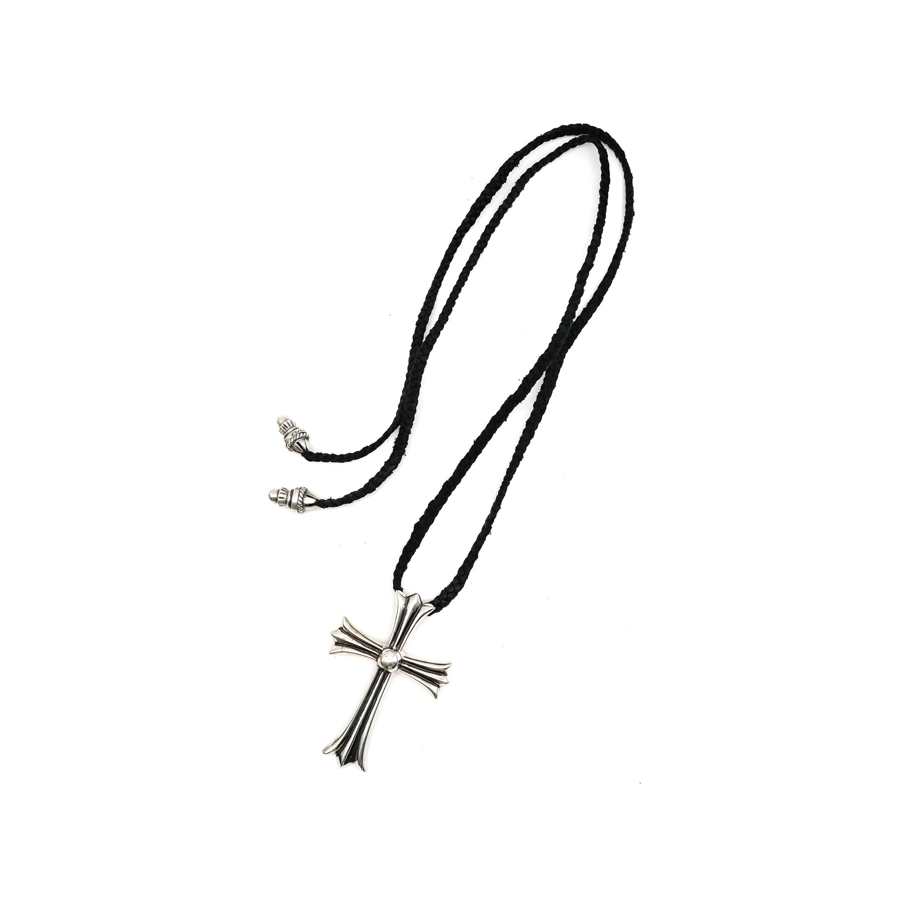 CHROME HEARTS (クロムハーツ) レザー ブレイズ シルバー925 クロス ネックレス