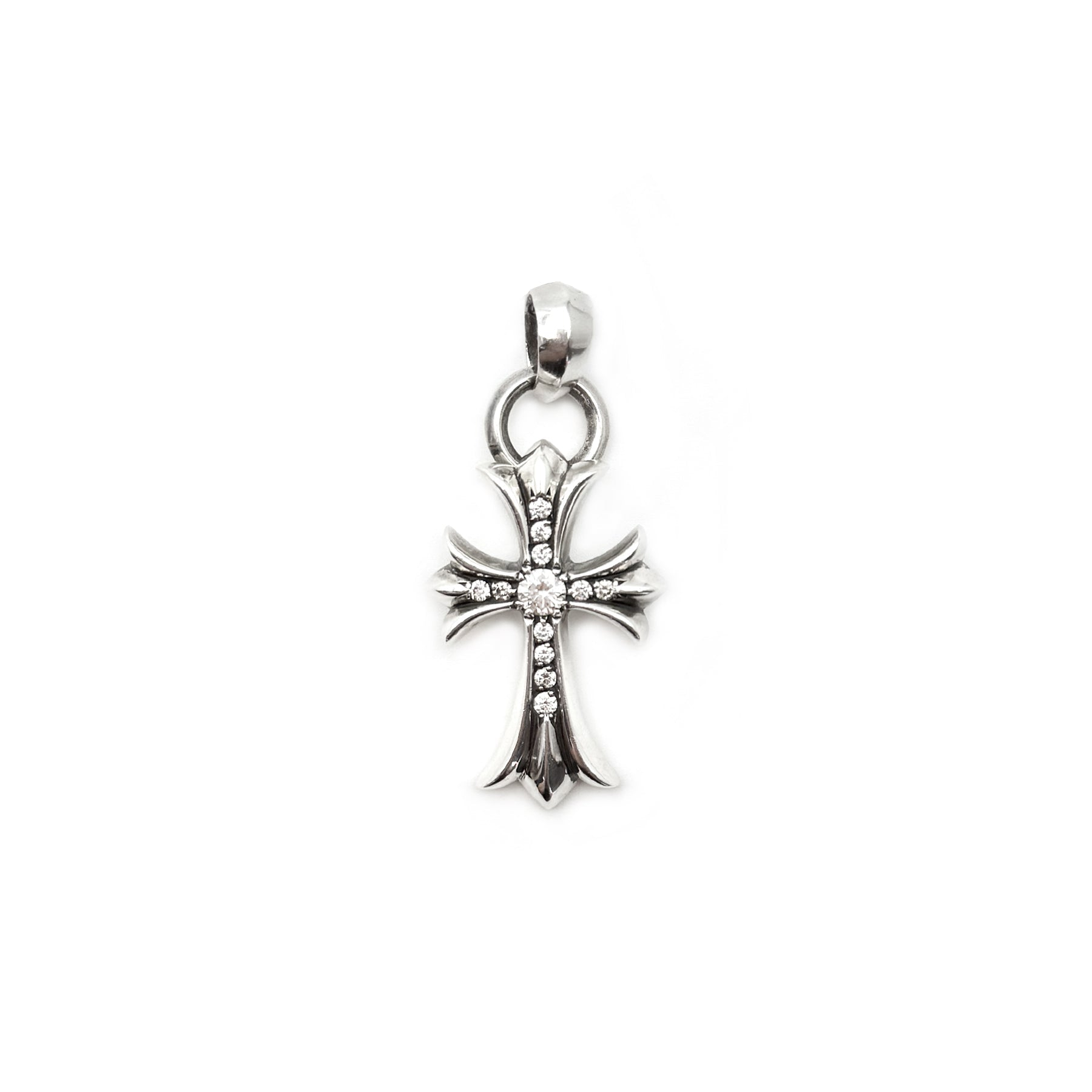 Chrome Hearts クロムハーツ ダイヤモンド付きシルバークロスペンダント