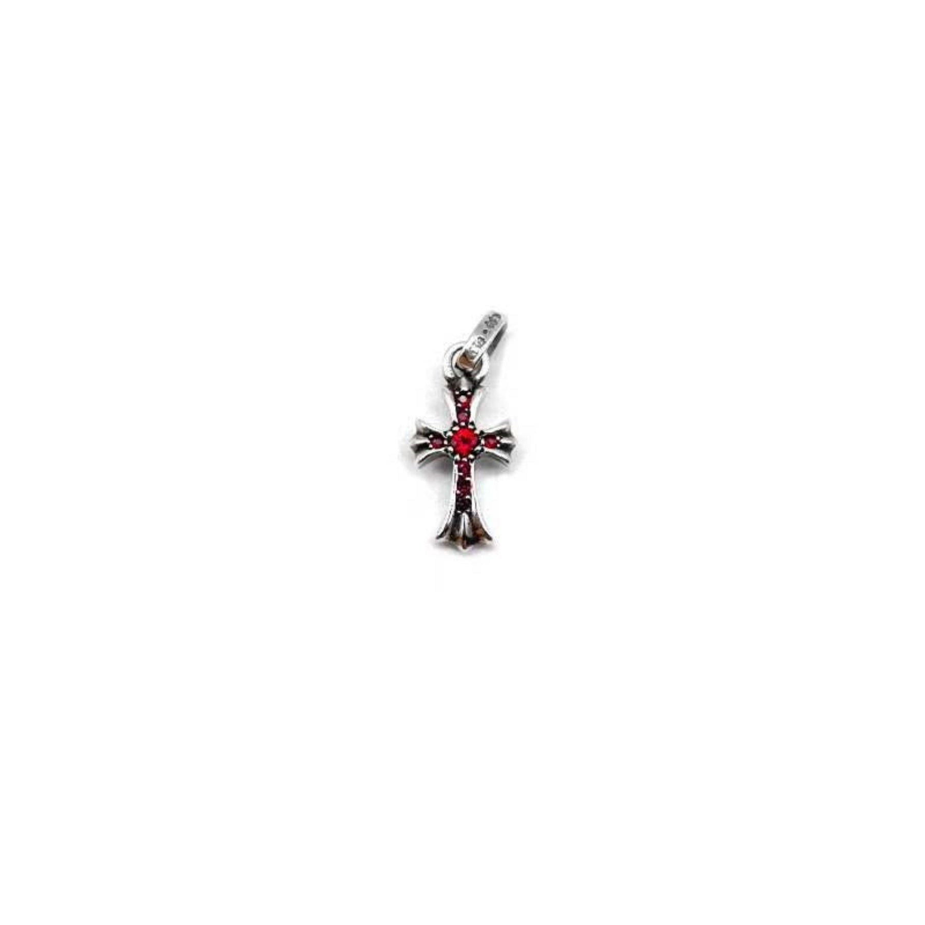 Chrome Hearts 925 シルバー ルビー ベイビーファット クロス ペンダント