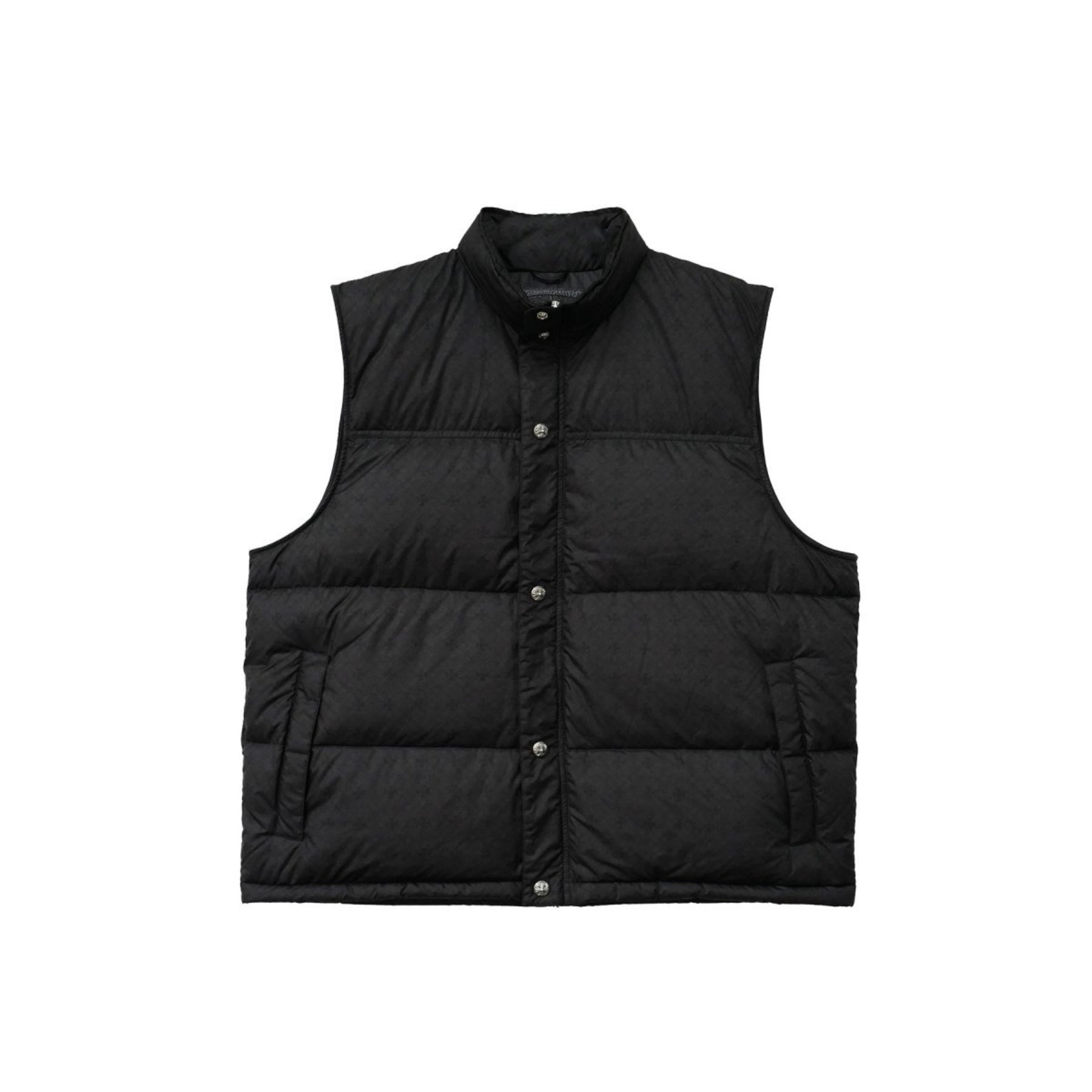 CHROME HEARTS ブラックトーナルモノグラムクロスパターンパファーベスト