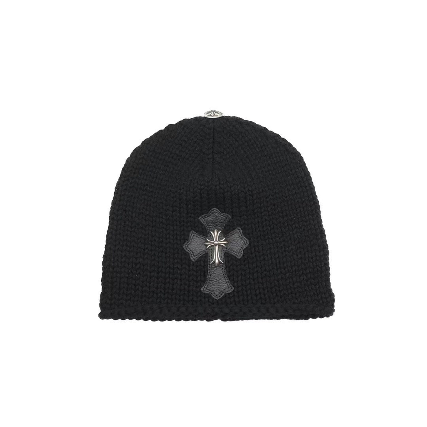 Chrome Hearts(クロムハーツ) カシミア レザー ウィズ シルバー クロス ビーニー