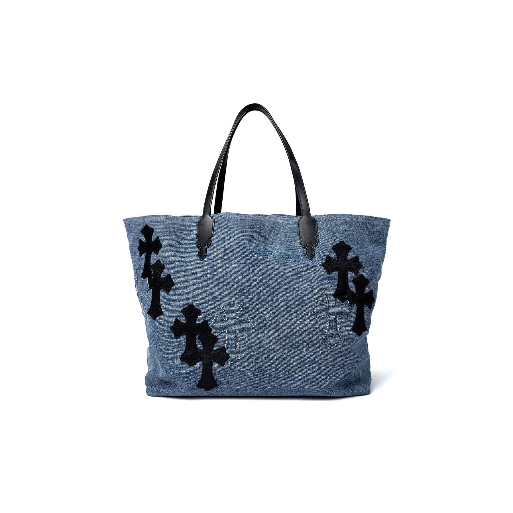 CHROME HEARTS (クロムハーツ) デニム&レザー クロスパッチバッグ