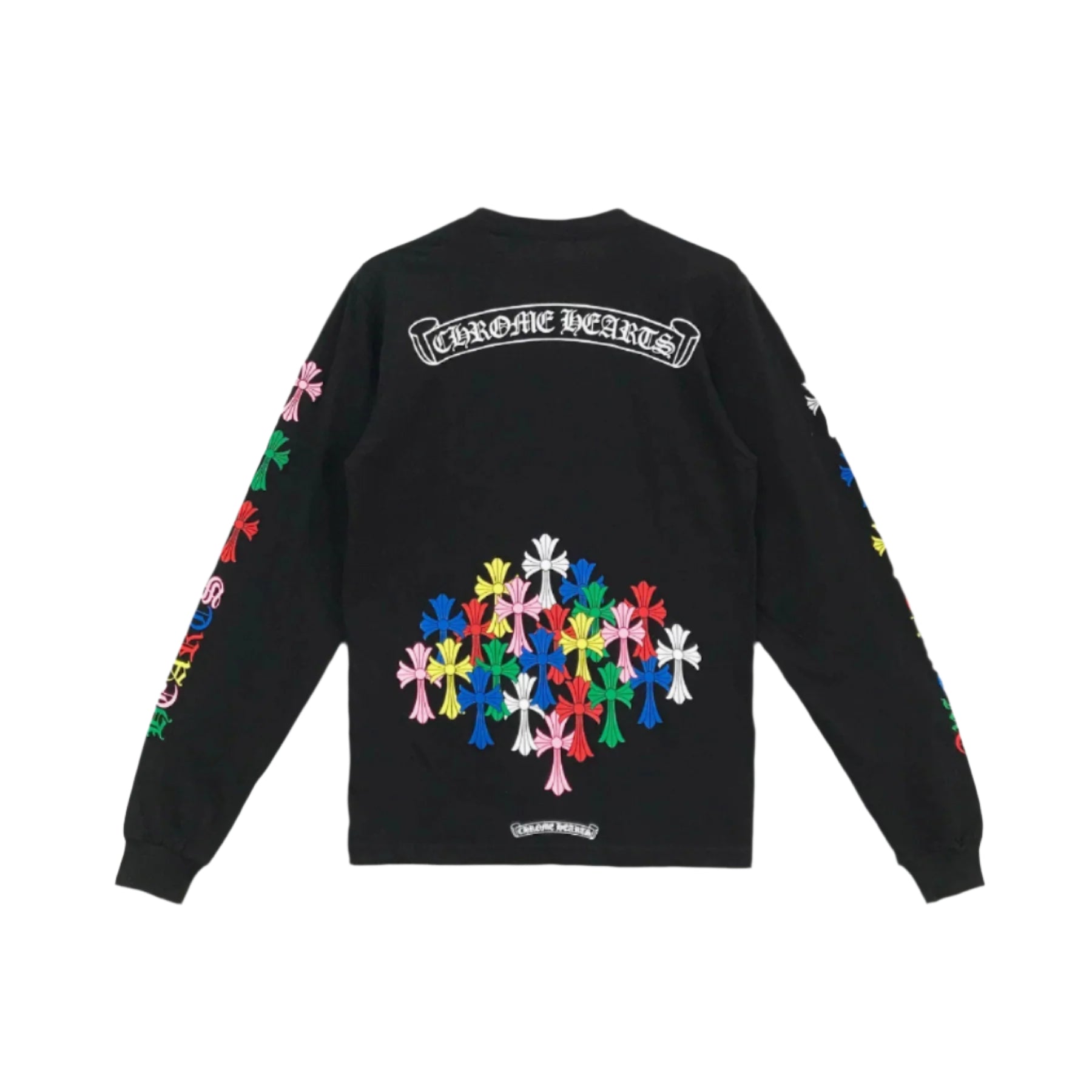 CHROME HEARTS (クロムハーツ) スクロールロゴ マルチカラー クロス ロングスリーブ Tシャツ
