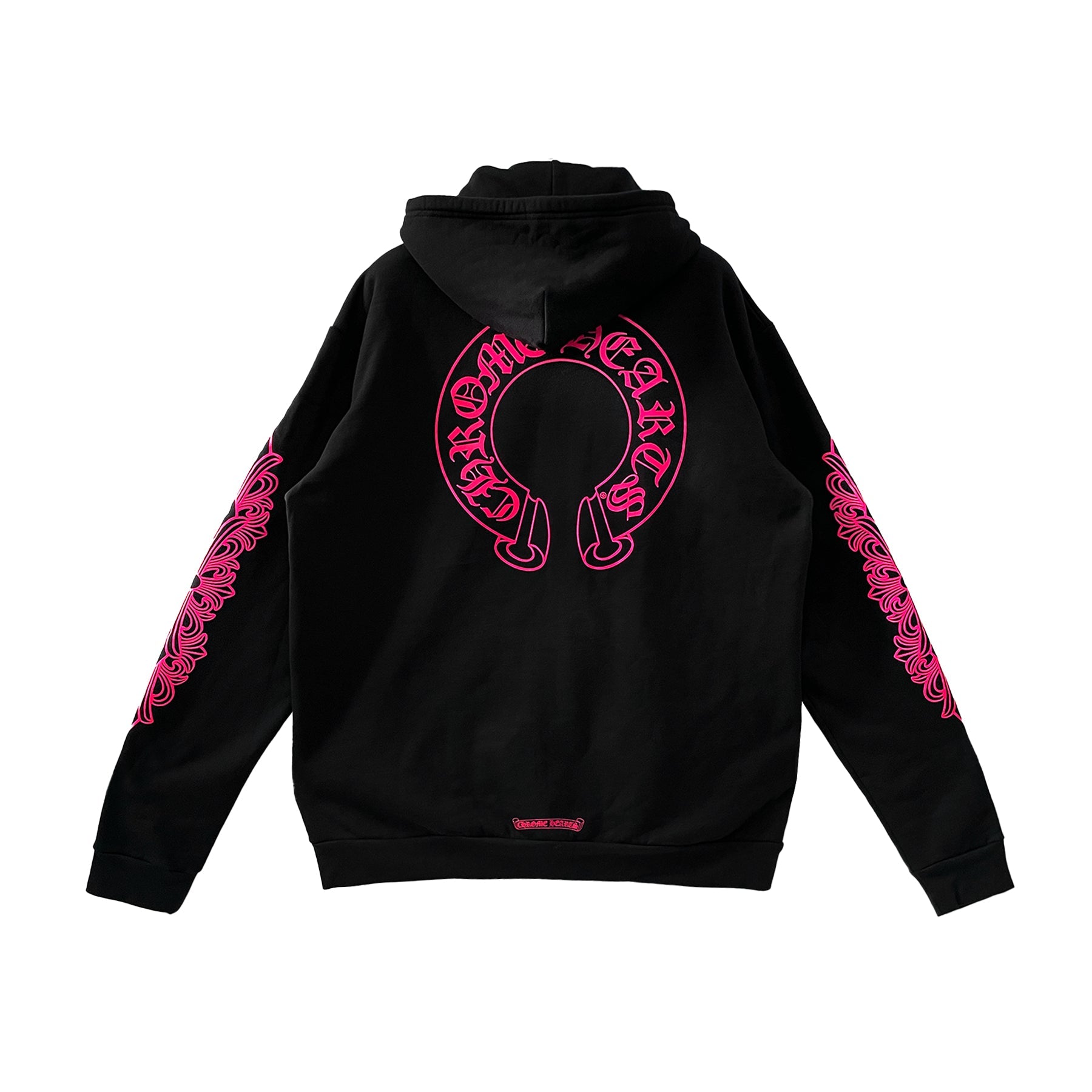 CHROME HEARTS (クロムハーツ)   ピンクのホースシュー柄花柄スリーブジップアップパーカ