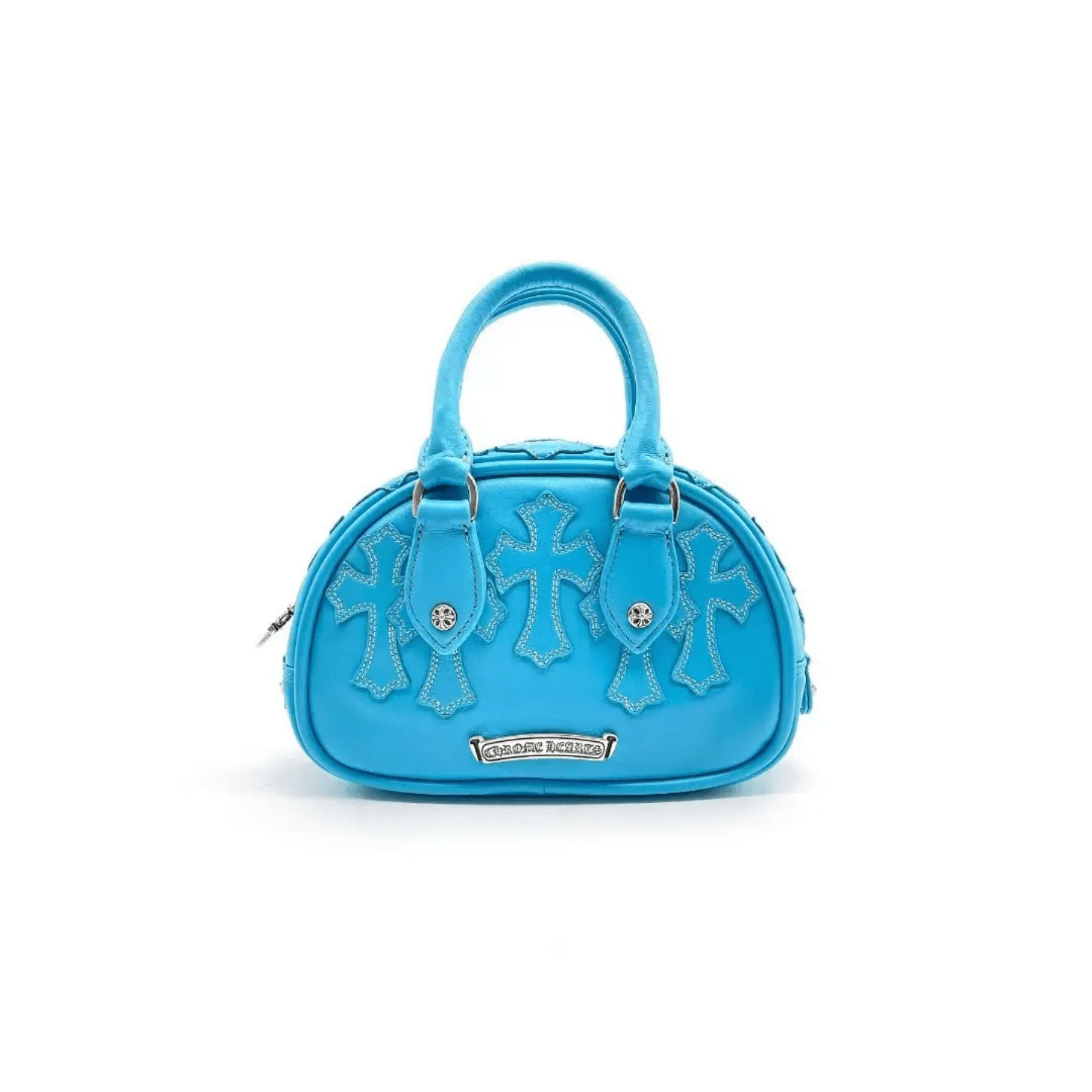CHROME HEARTS (クロムハーツ) レザークロスパッチ ブルー ミニボウリングバッグ