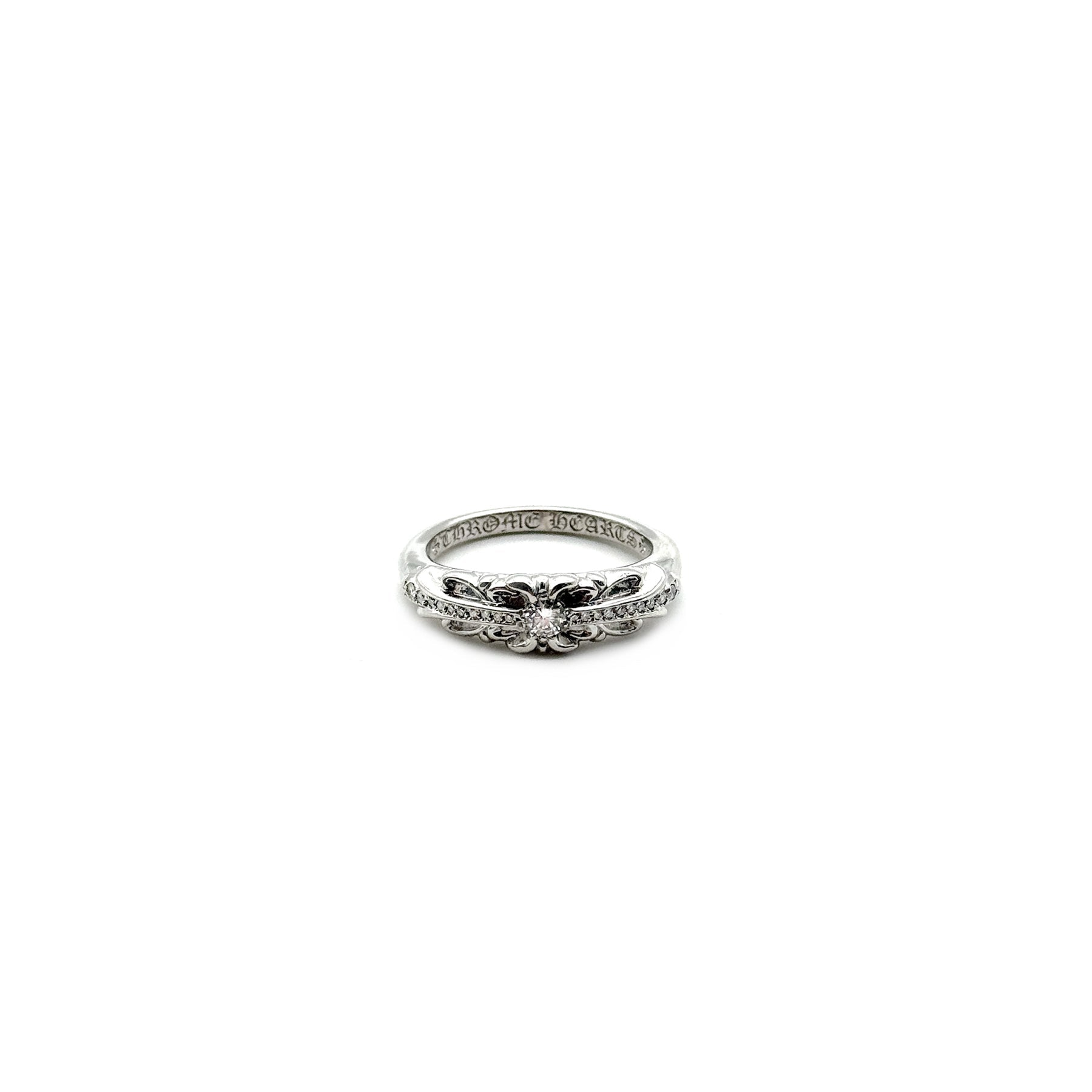 CHROME HEARTS クロムハーツ 18Kホワイトゴールド ダイヤモンド ベビーフローラルクロスリング