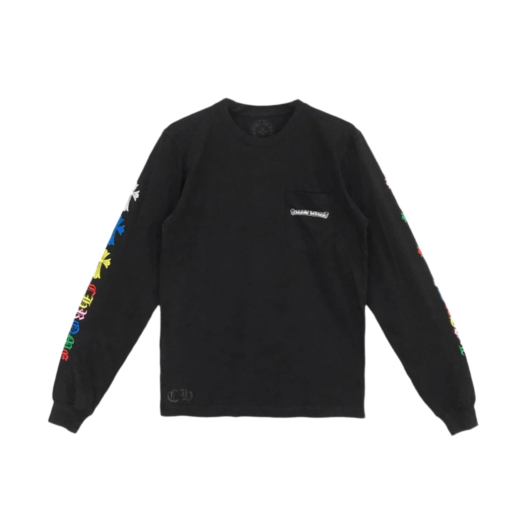 CHROME HEARTS (クロムハーツ) スクロールロゴ マルチカラー クロス ロングスリーブ Tシャツ