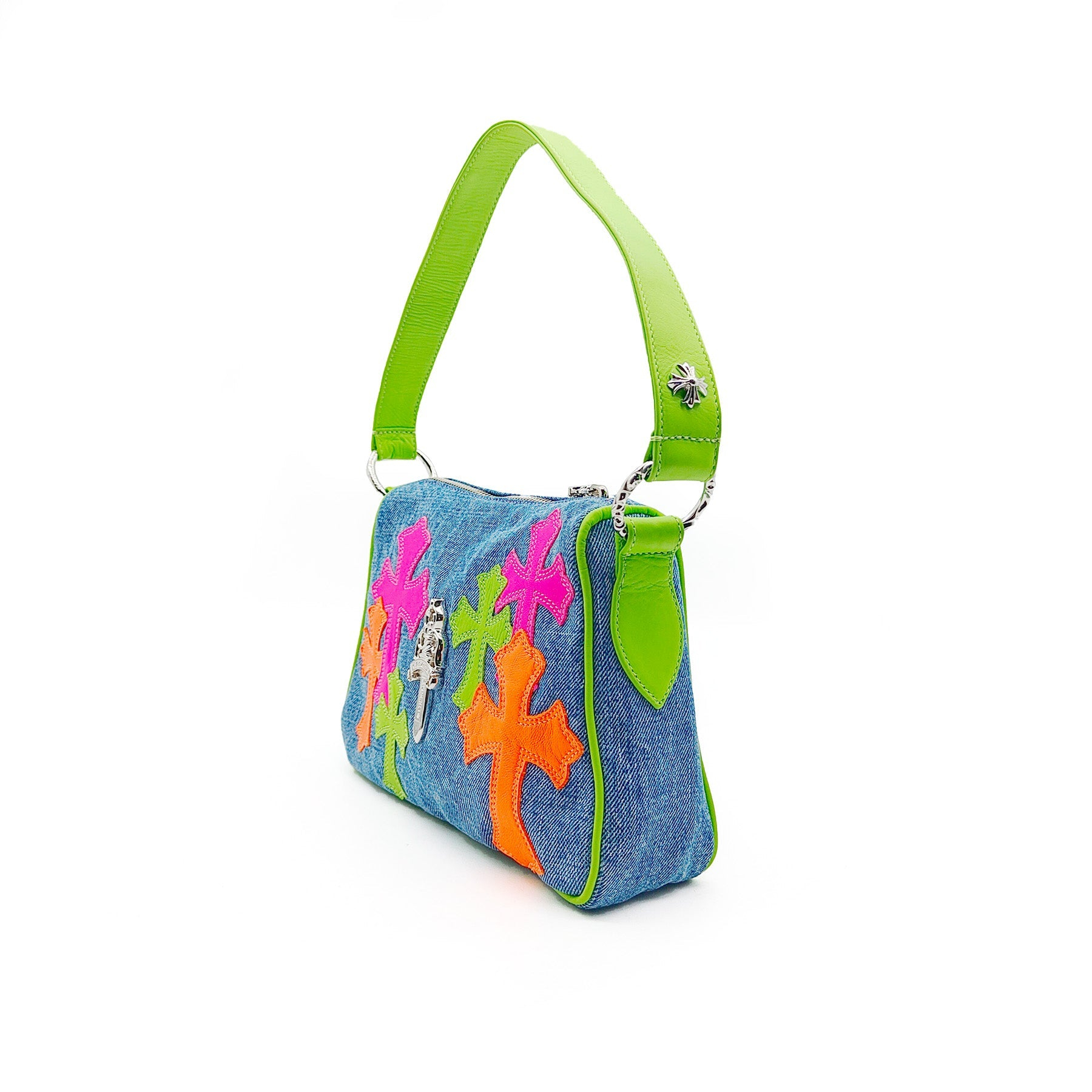 クロムハーツ マイアミ・アート・バーゼル マルチカラーパッチデニムクロスパッチナゲットバッグ