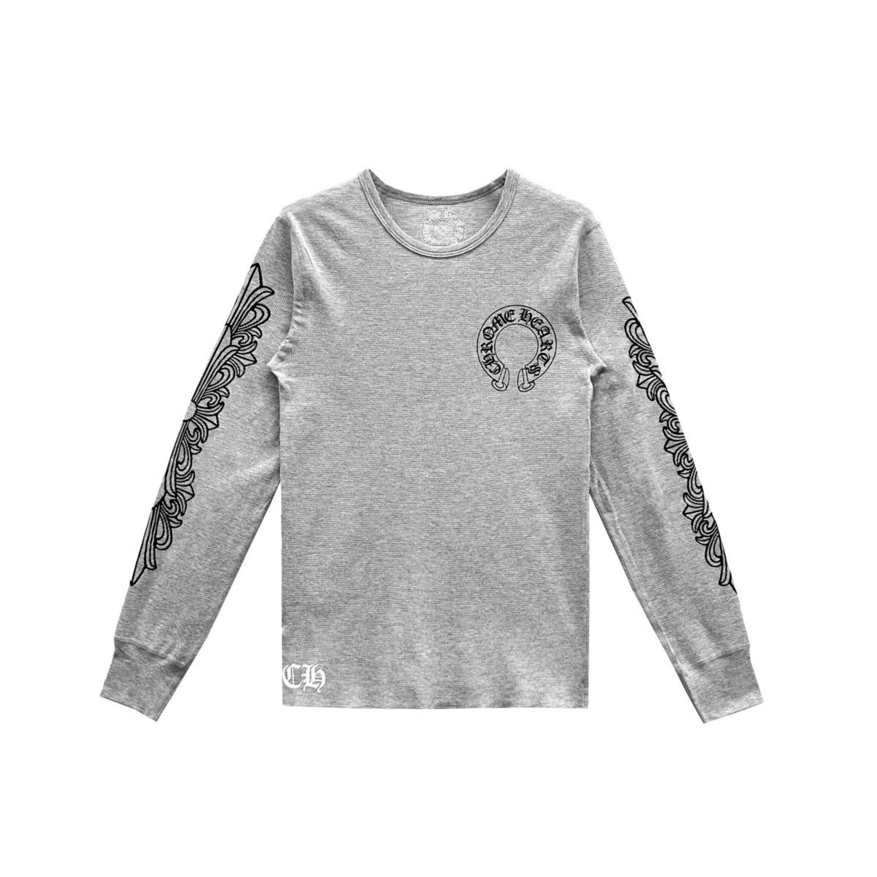 クロムハーツ ホースシュー柄のフローラルスリーブワッフルサーマルTシャツ Sweatshirt 102　