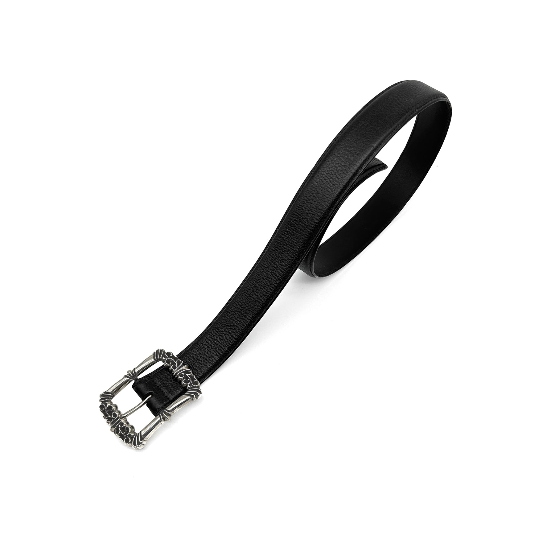 CHROME HEARTS (クロムハーツ) ブラックレザーフィリグリーベルト 34インチ