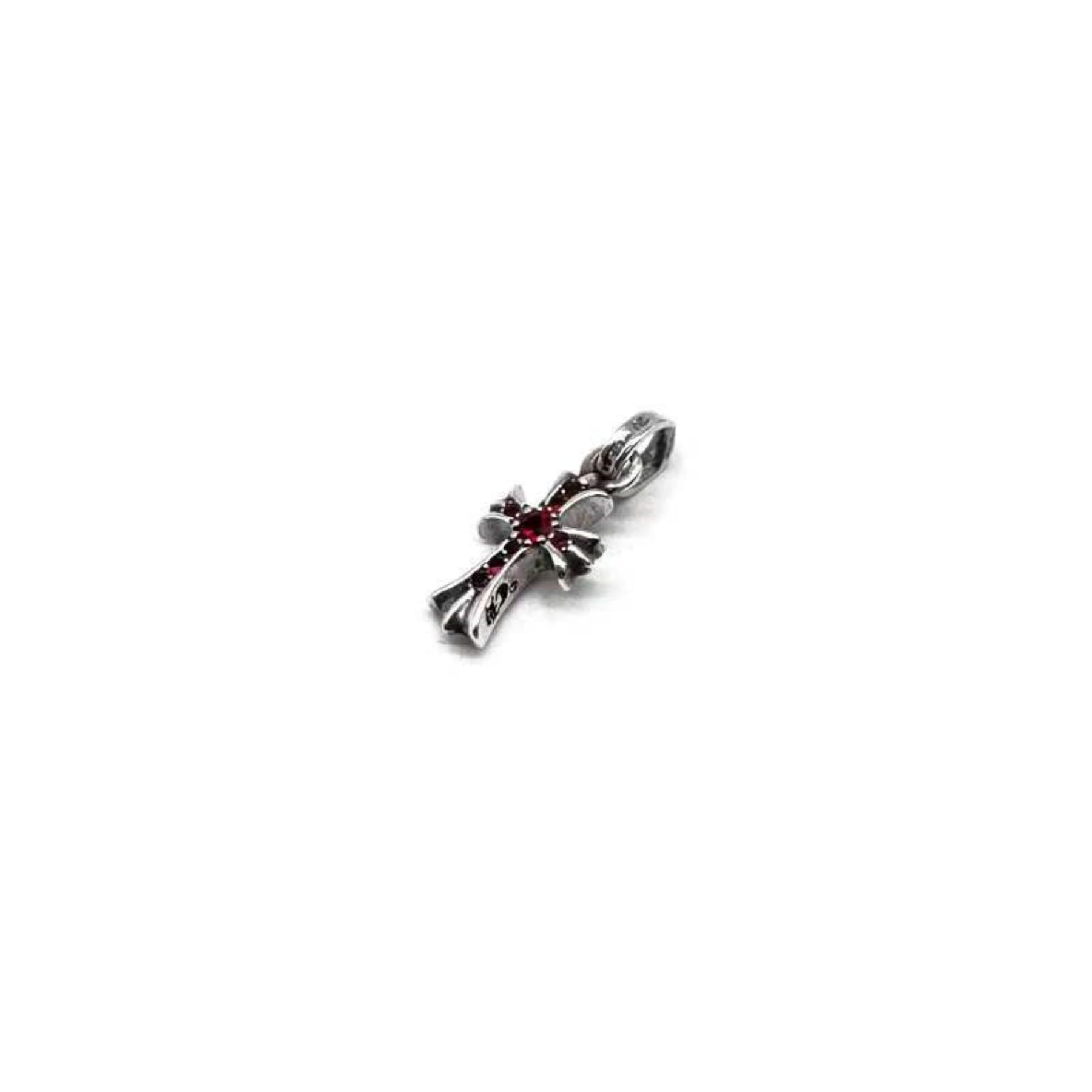 Chrome Hearts 925 シルバー ルビー ベイビーファット クロス ペンダント