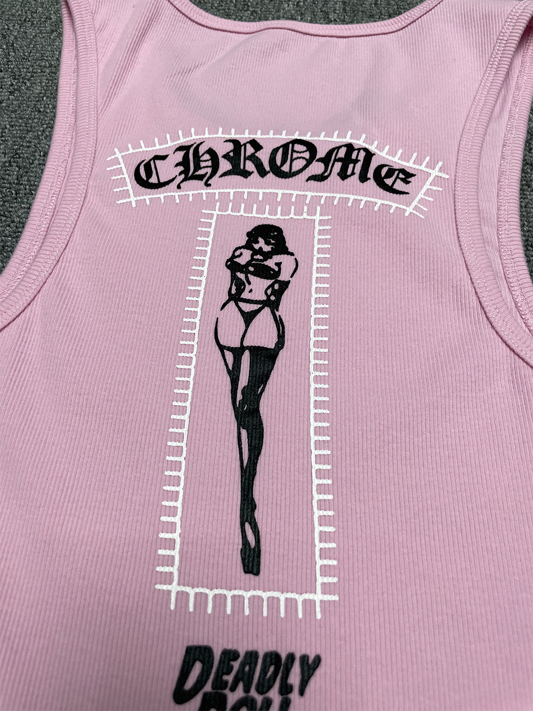 クロムハーツ Vネックプリント半袖Tシャツ レディース フィット