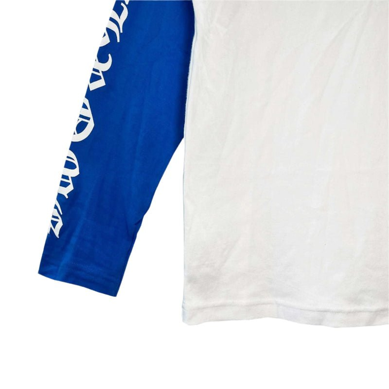 クロムハーツ CHホースシューロゴ入りブルー＆ホワイト長袖Tシャツ