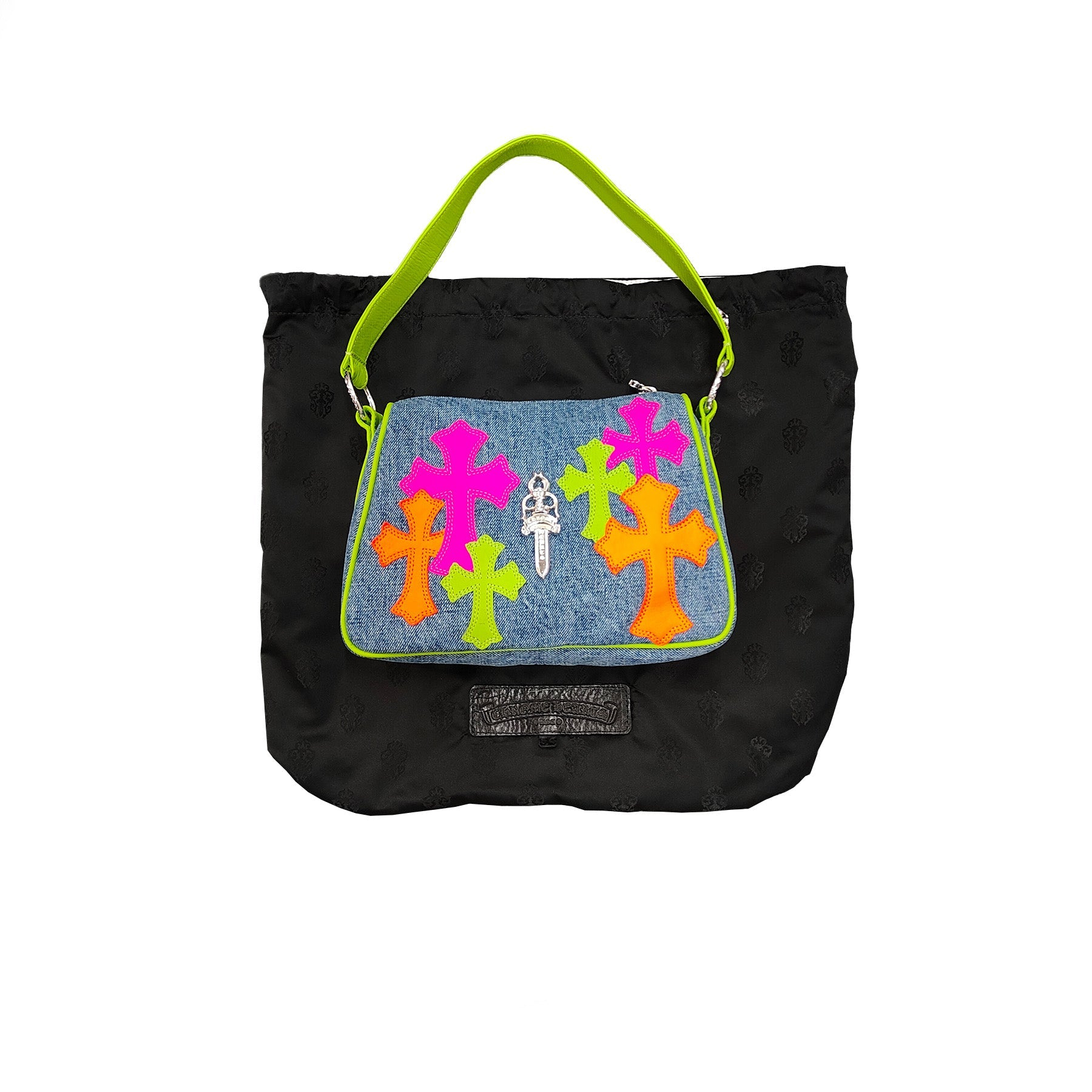 クロムハーツ マイアミ・アート・バーゼル マルチカラーパッチデニムクロスパッチナゲットバッグ