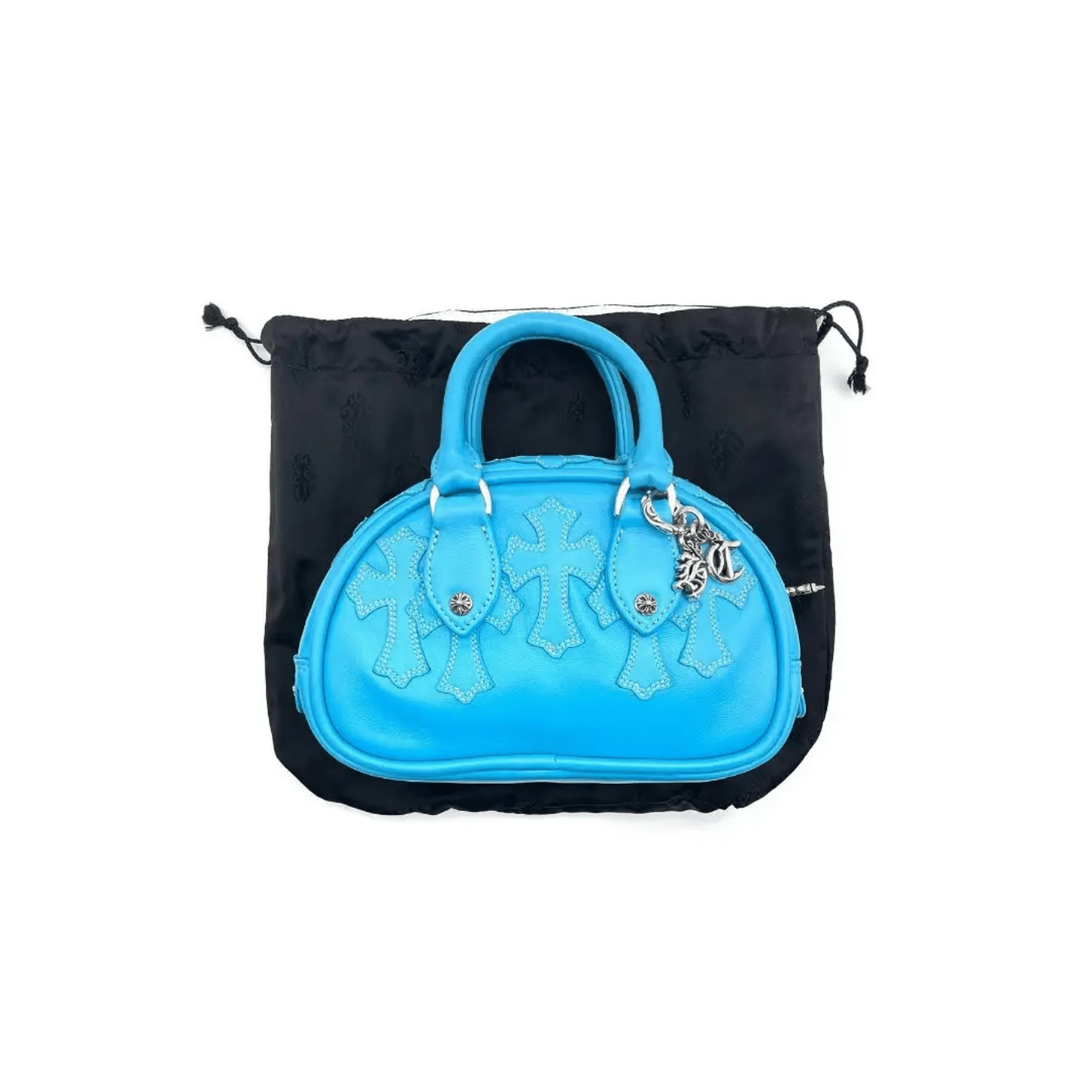 CHROME HEARTS (クロムハーツ) レザークロスパッチ ブルー ミニボウリングバッグ