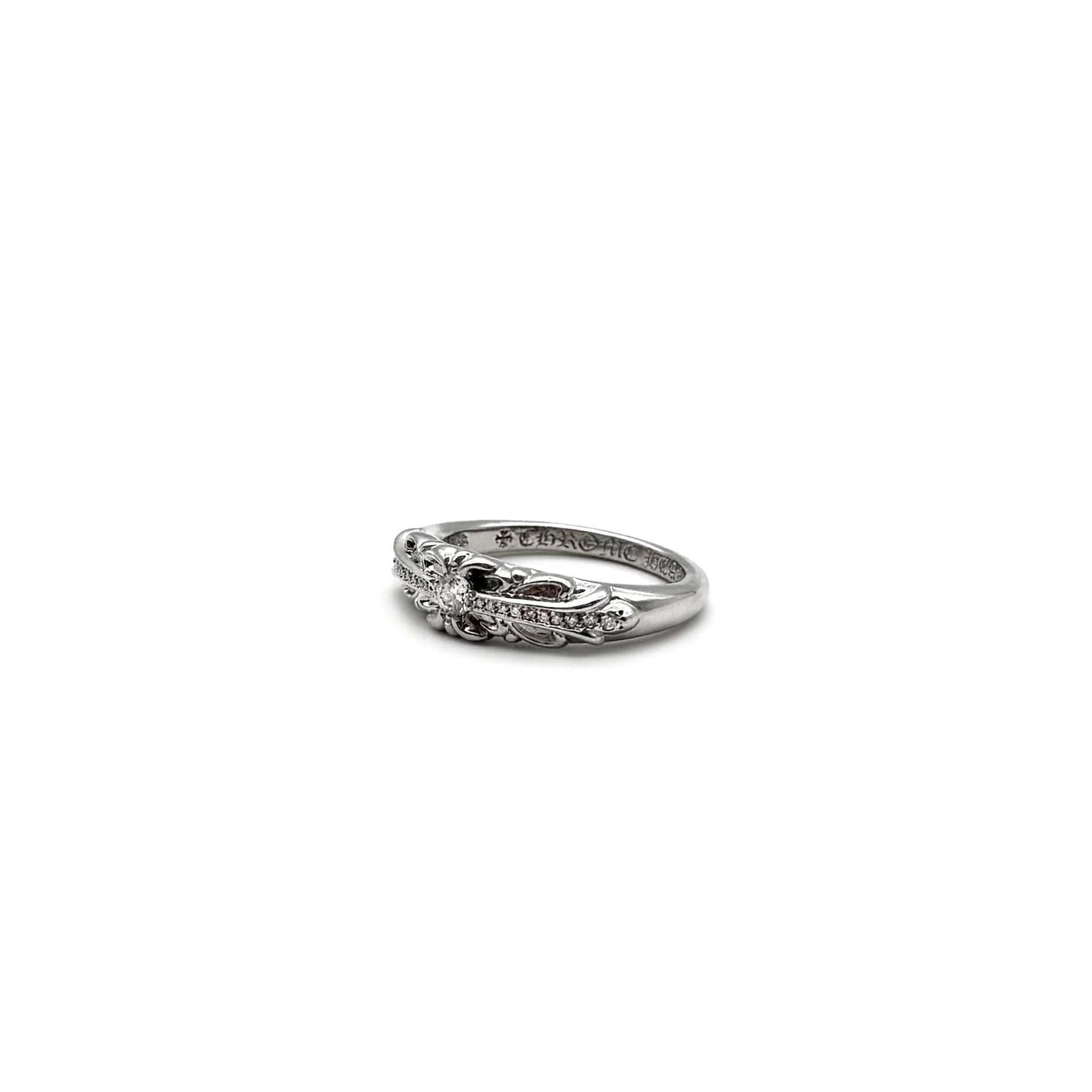 CHROME HEARTS クロムハーツ 18Kホワイトゴールド ダイヤモンド ベビーフローラルクロスリング