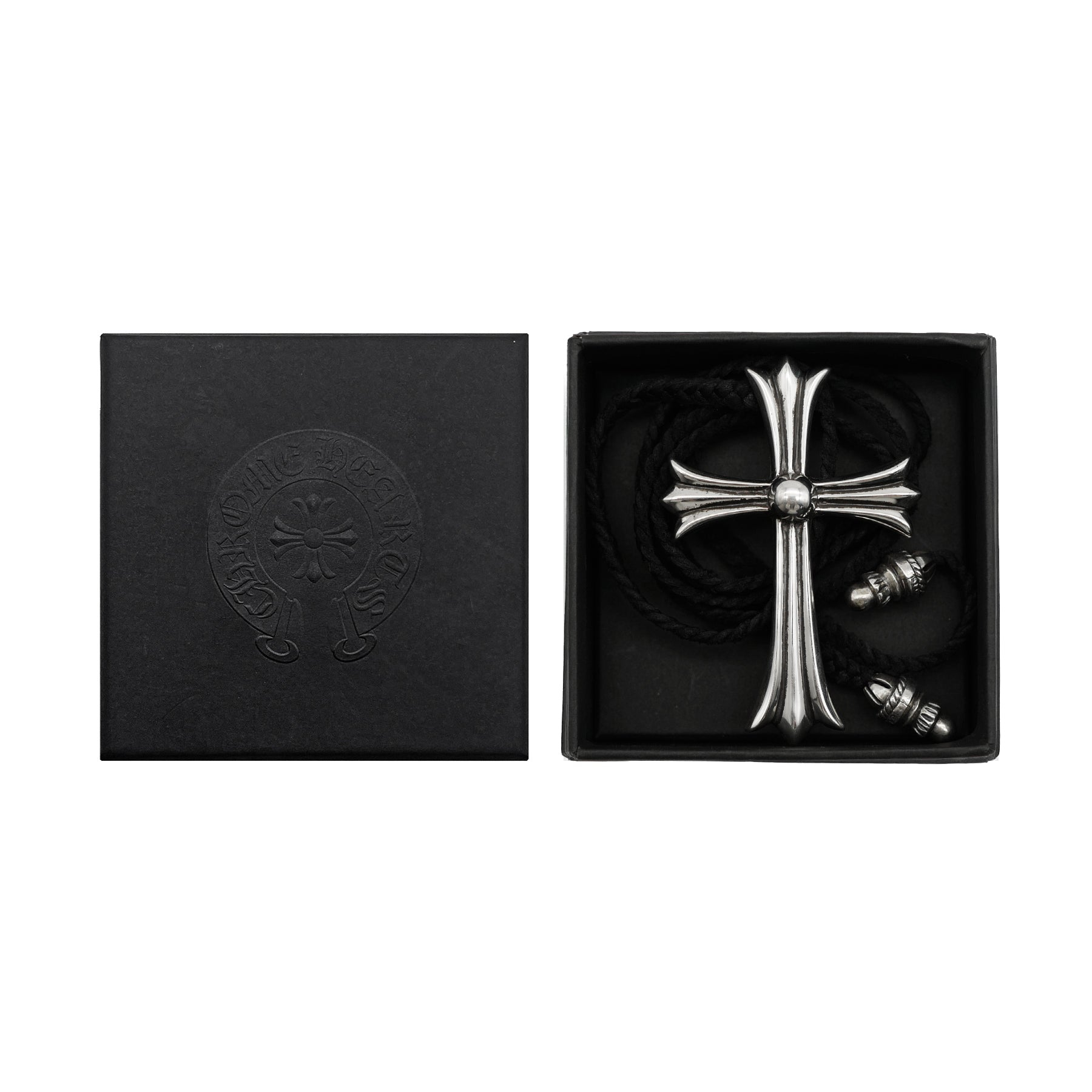 CHROME HEARTS (クロムハーツ) レザー ブレイズ シルバー925 クロス ネックレス