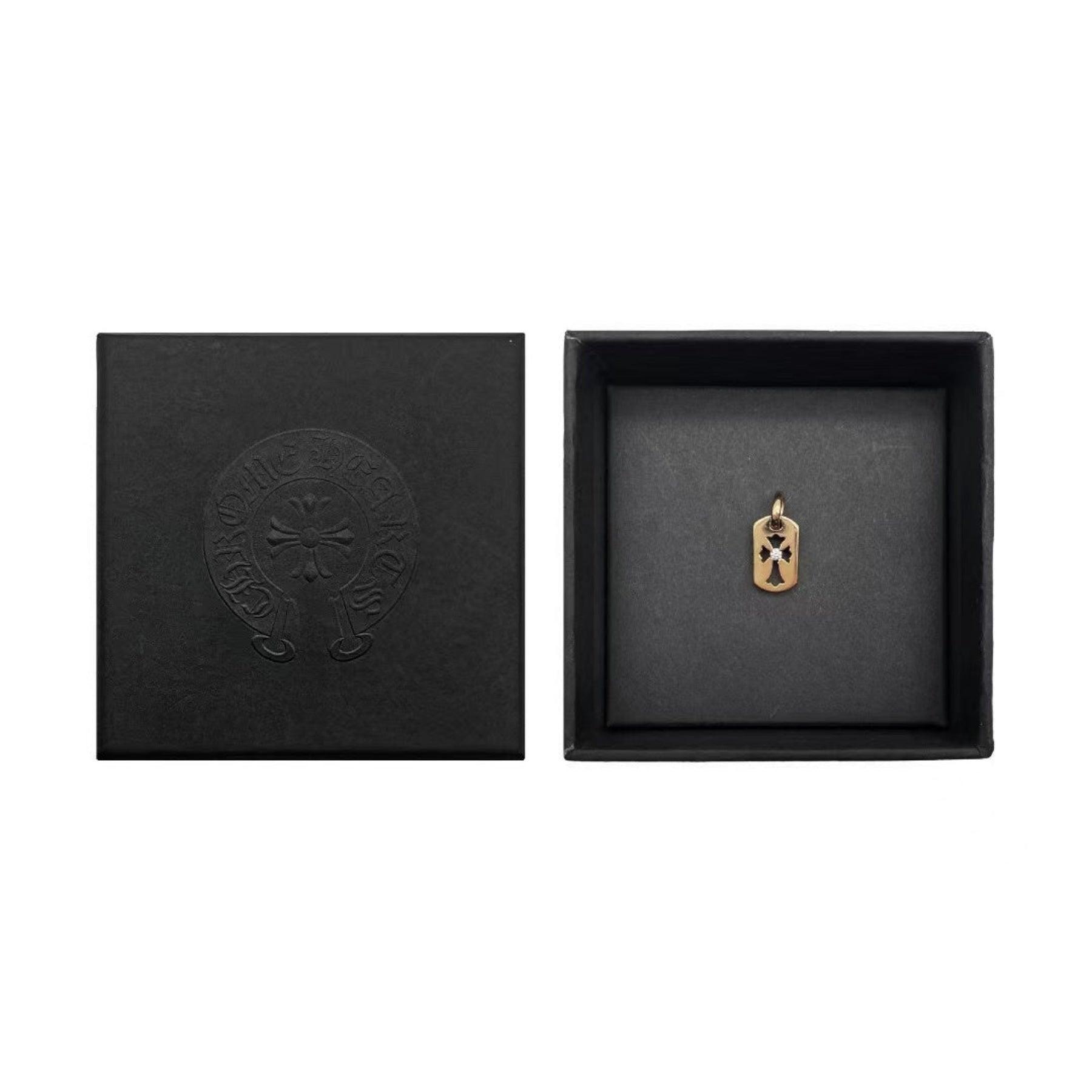 CHROME HEARTS (クロムハーツ) 22K ゴールド クロスタグ シングル ダイヤモンド ペンダント