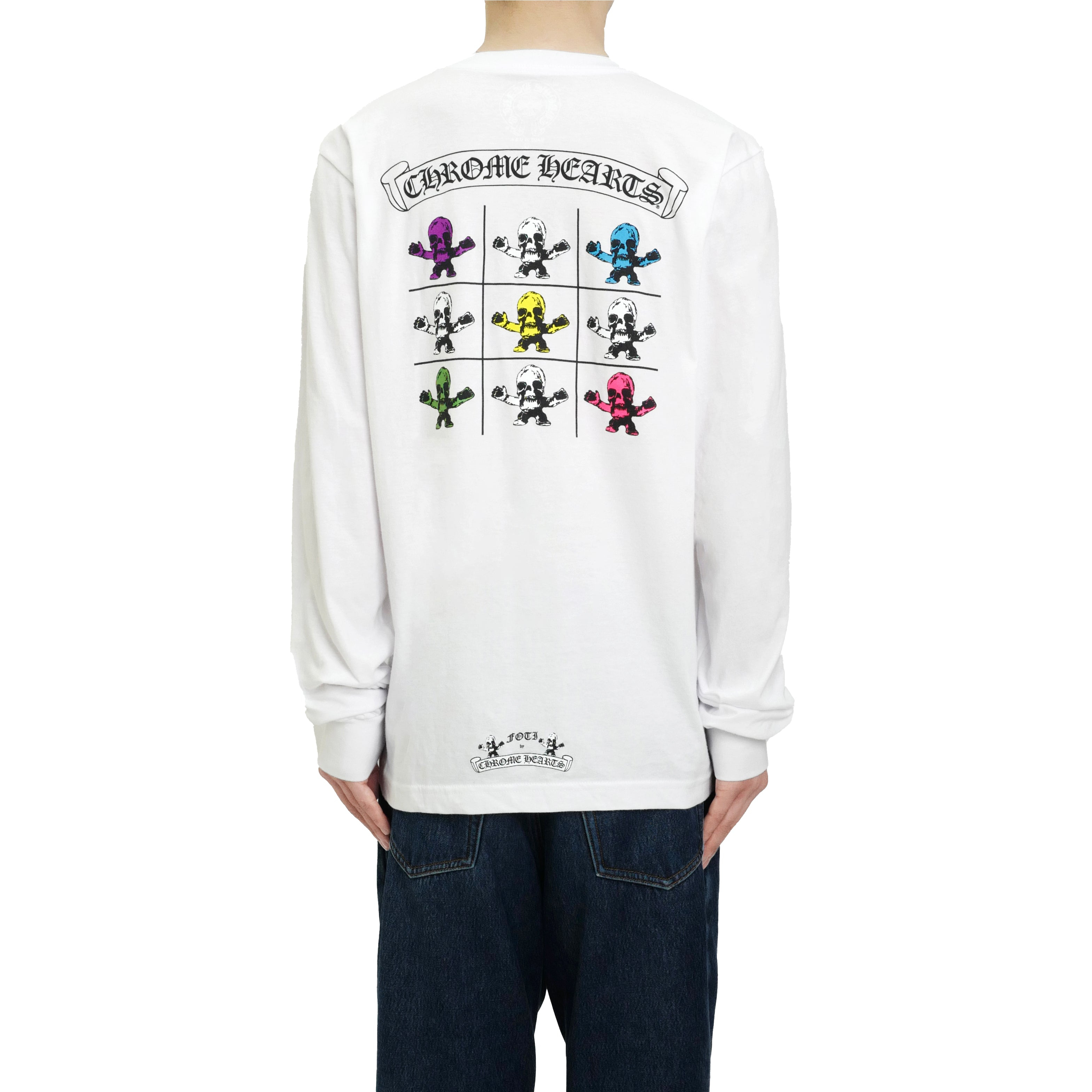 クロムハーツ マルチレインボー フォティ ティーター ハリス ホワイト 長袖Tシャツ