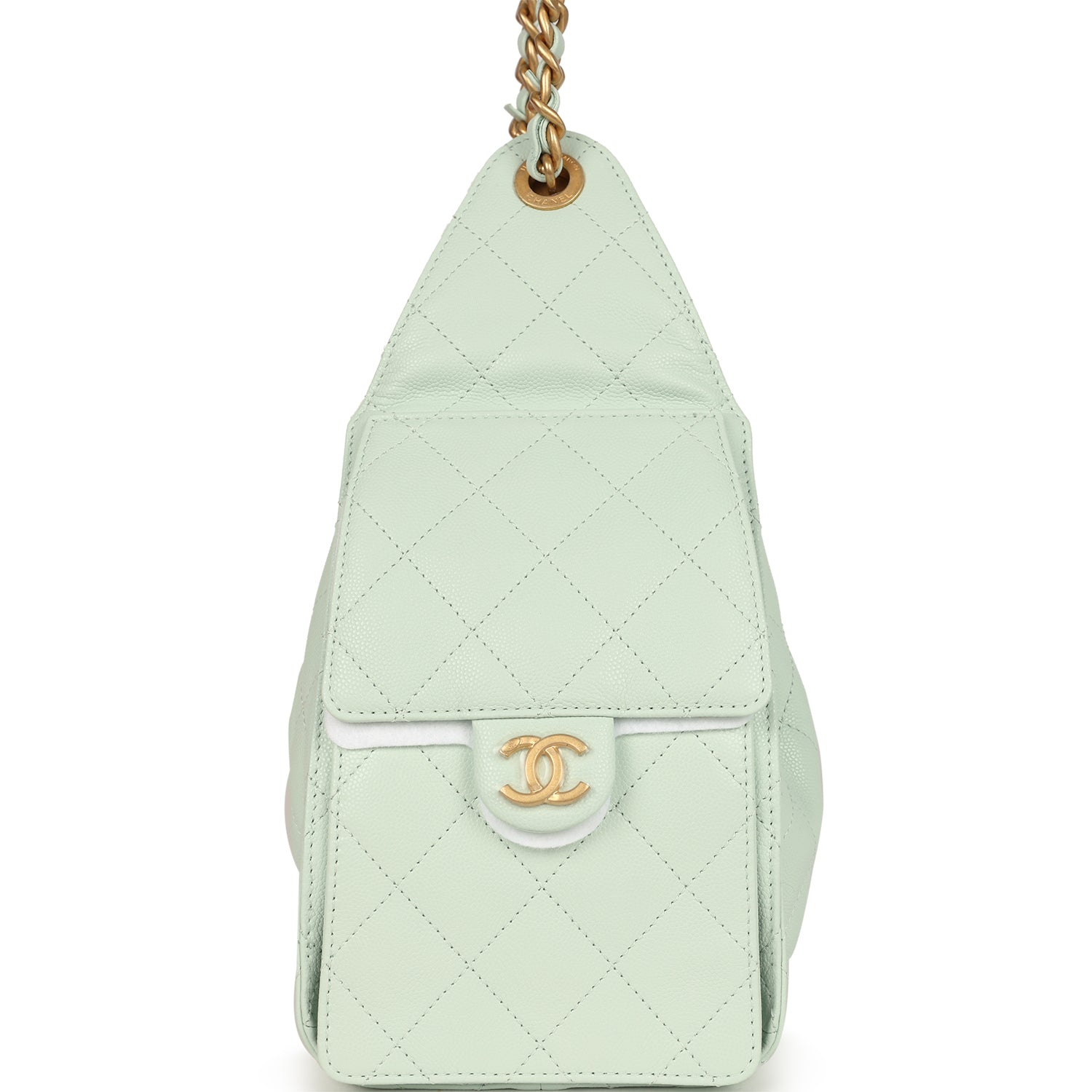 CHANEL シャネル スモール 25 ホーボーバッグ ライトグリーン キャビアスキン アンティークゴールド金具