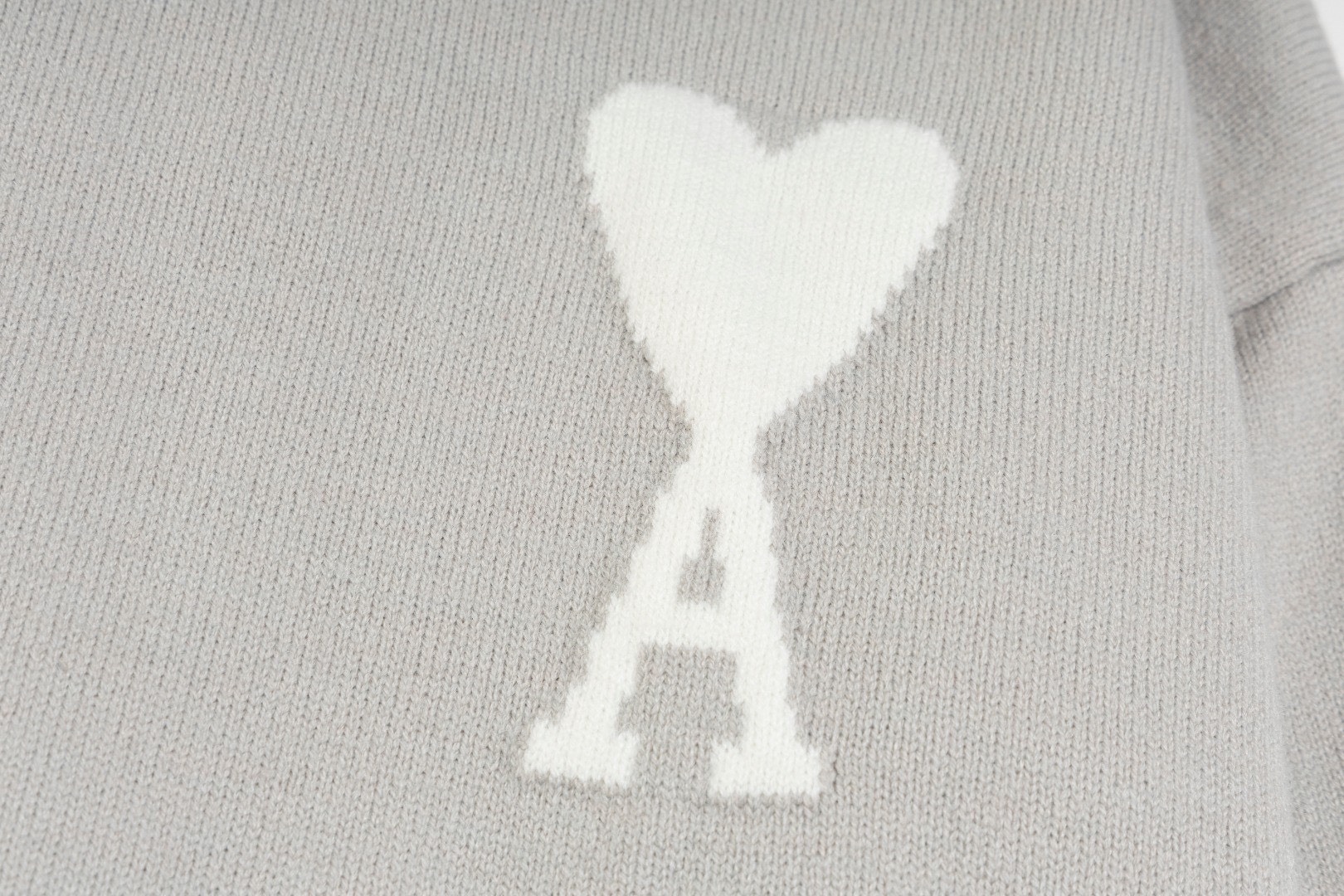 ★AMI★ハートロゴ メリノウール セーター★グレー