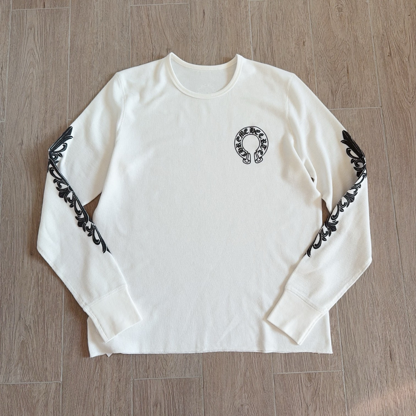 クロムハーツ ホースシュー柄のフローラルスリーブワッフルサーマルTシャツ Sweatshirt 103　