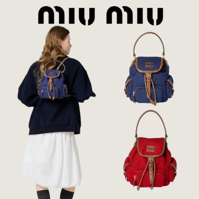 【MIU MIU】ミュウミュウ  キャンバスxレザー バックパック