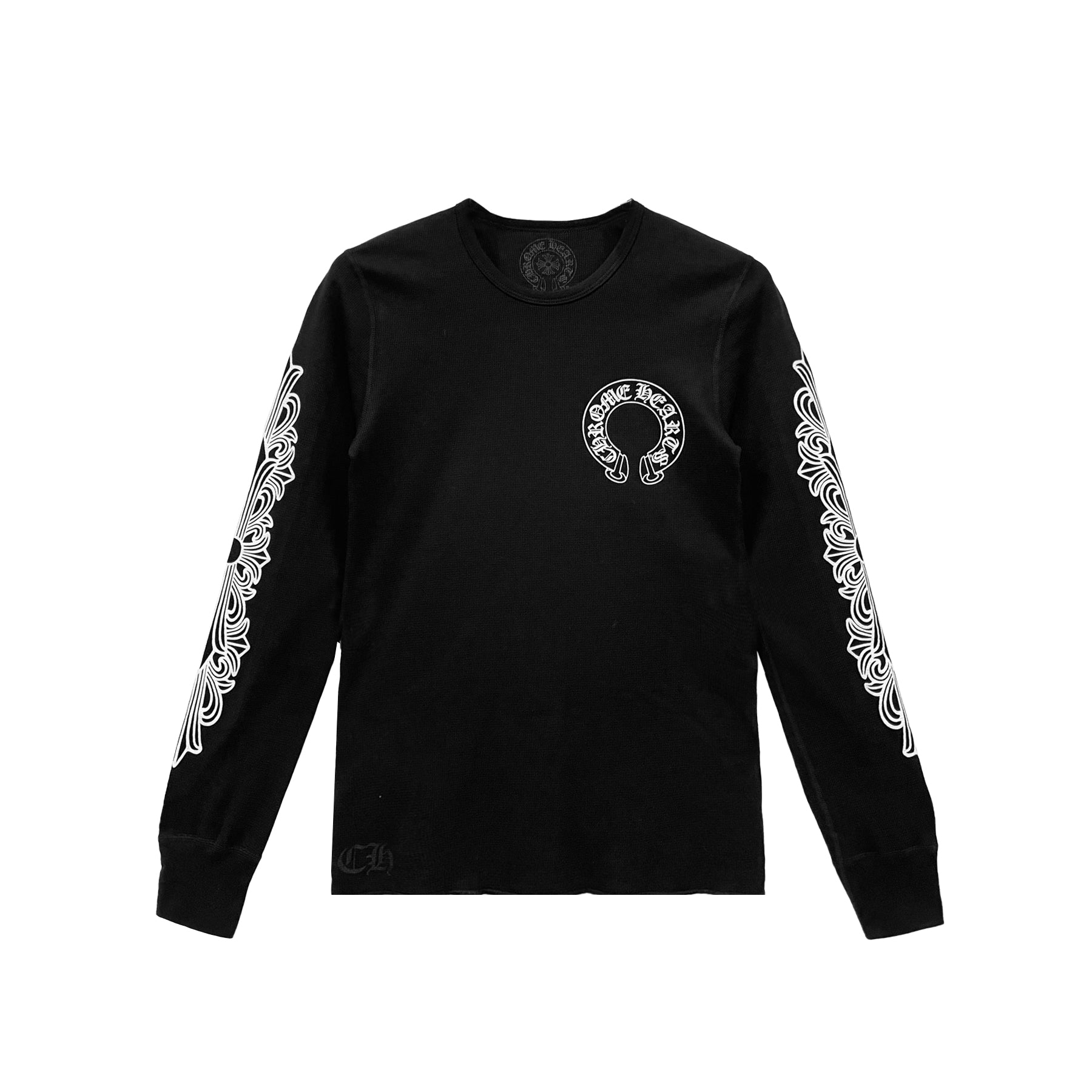 クロムハーツ ホースシュー柄のフローラルスリーブワッフルサーマルTシャツ Sweatshirt104