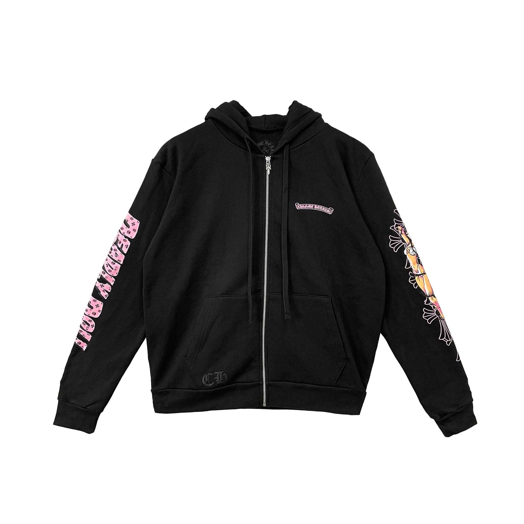 CHROME HEARTS (クロムハーツ)  デッドリードール ピンク クロススクロールロゴ ジップアップパーカー